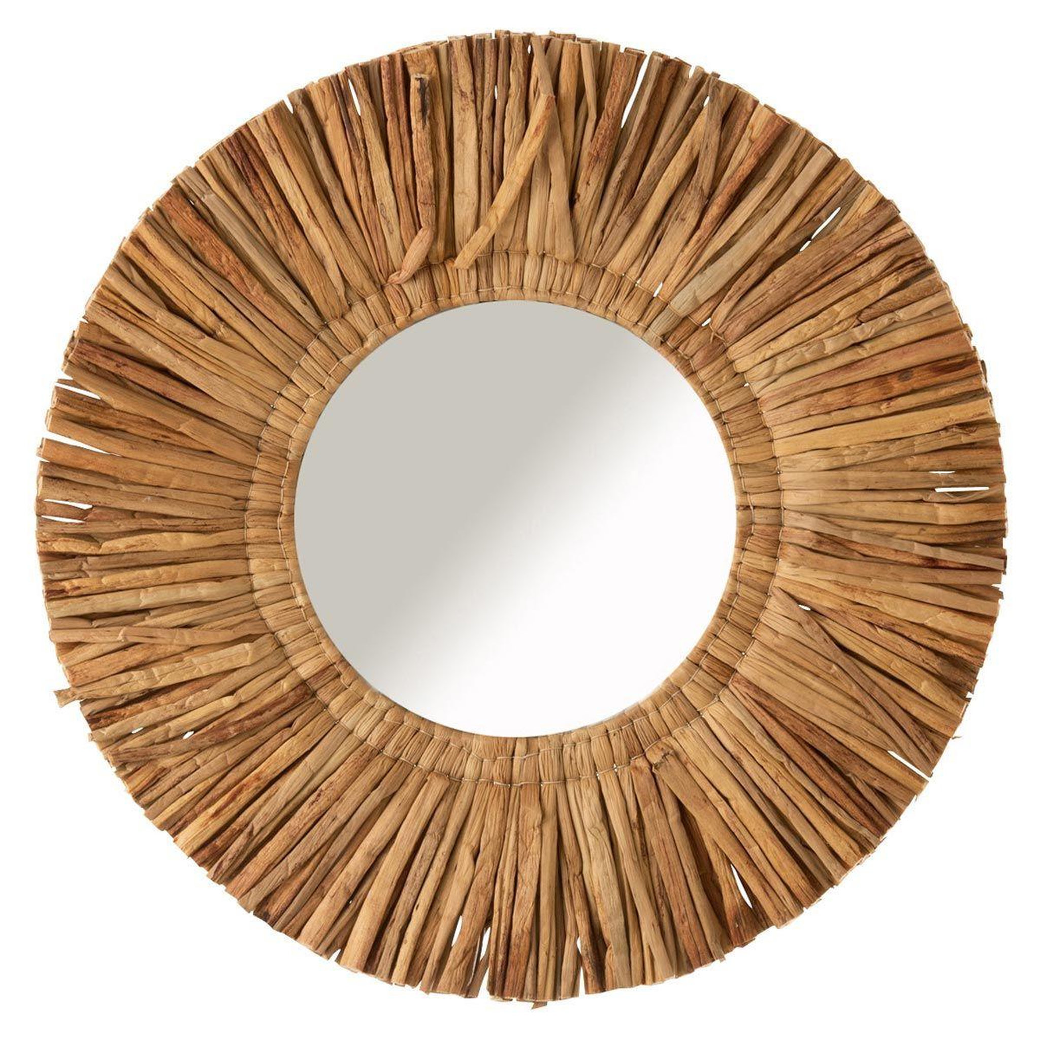 Voir la diapositive 1 : J-LINE Miroir mural rond  maurice  64cm naturel
