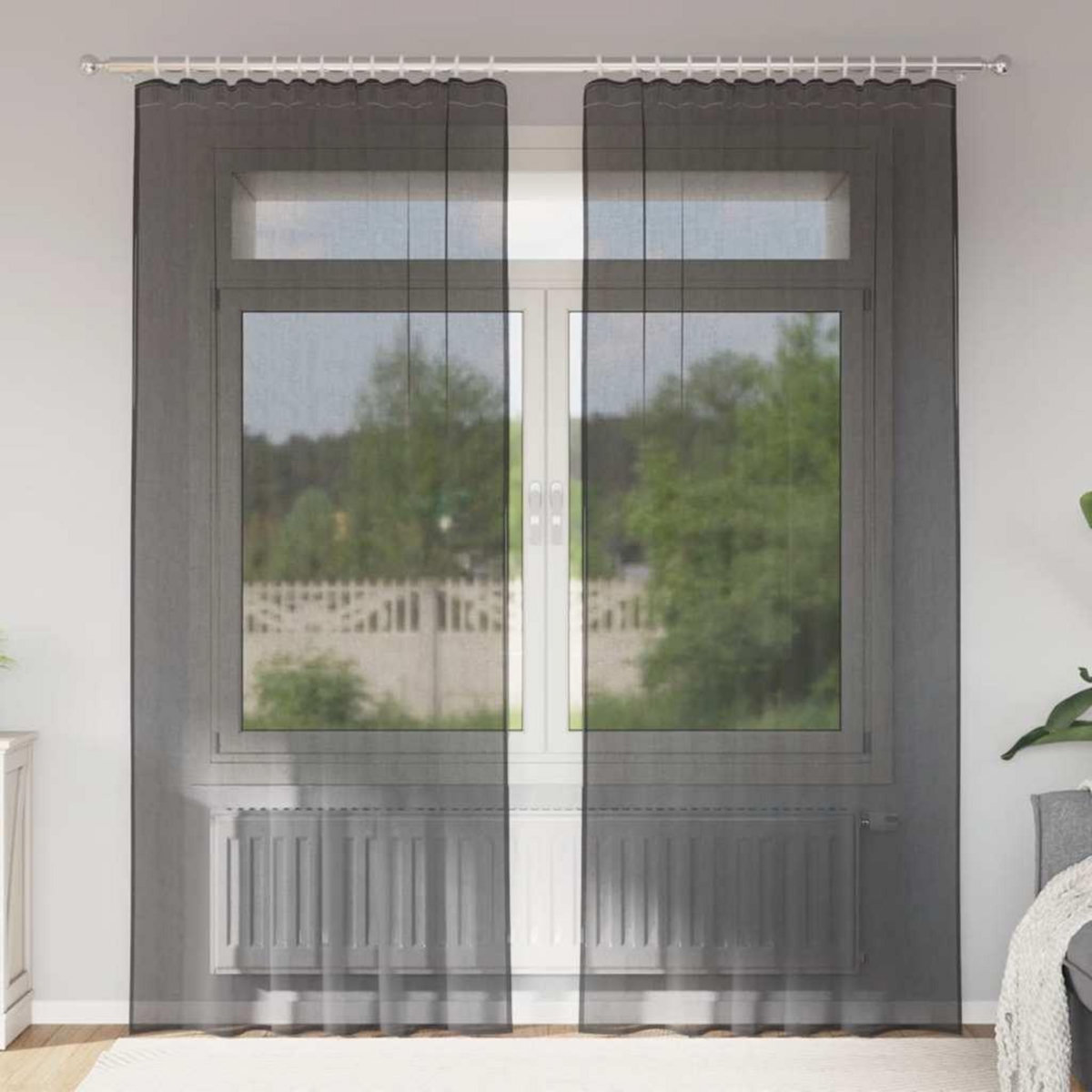 VIDAXL Rideaux en voile avec passants 2 pcs noir