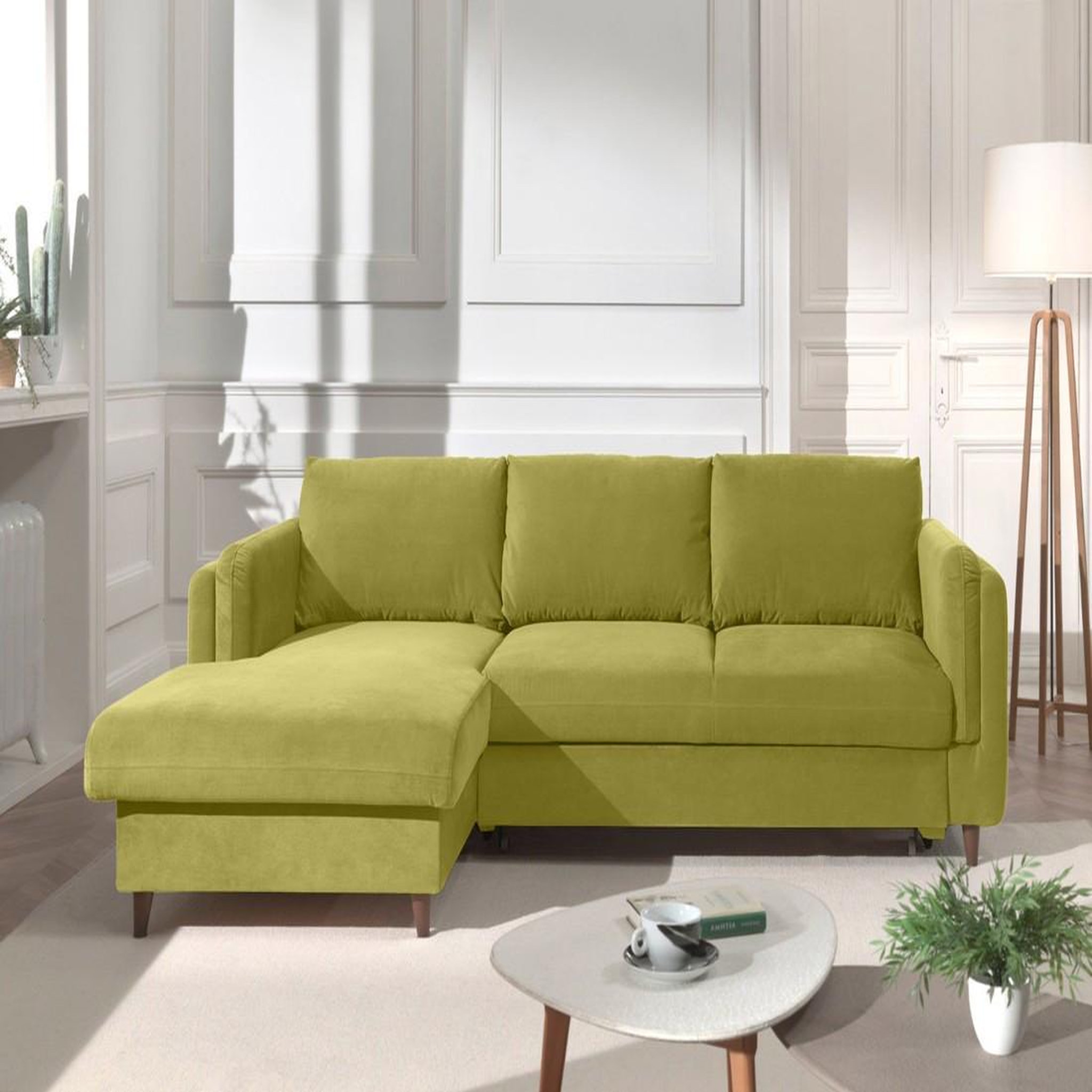 Voir la diapositive 6 : BEST MOBILIER Brooke - canapé d'angle gauche - convertible avec coffre - 4 places - en velours