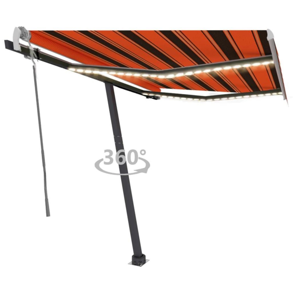 VIDAXL Auvent manuel retractable avec LED 350x250 cm Orange et marron