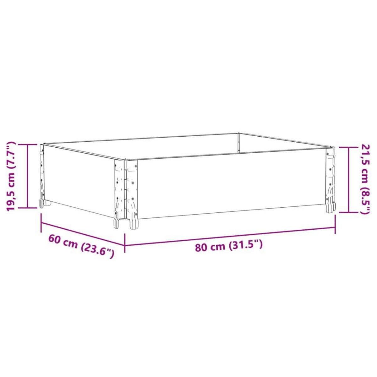 VIDAXL Jardiniere noir 80x60 cm bois massif de pin