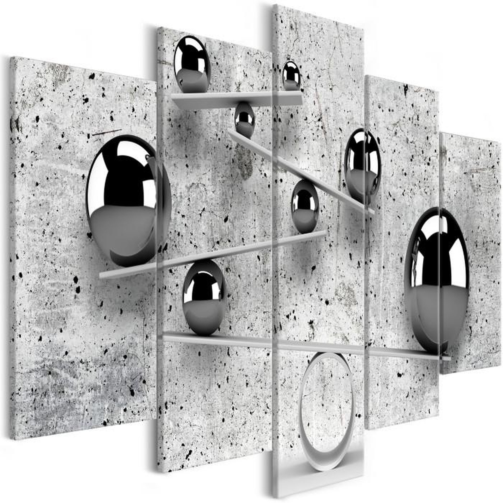 Paris Prix Tableau Imprimé 5 Panneaux  Balls & Concrete Wide. Coloris disponibles : Multicolore