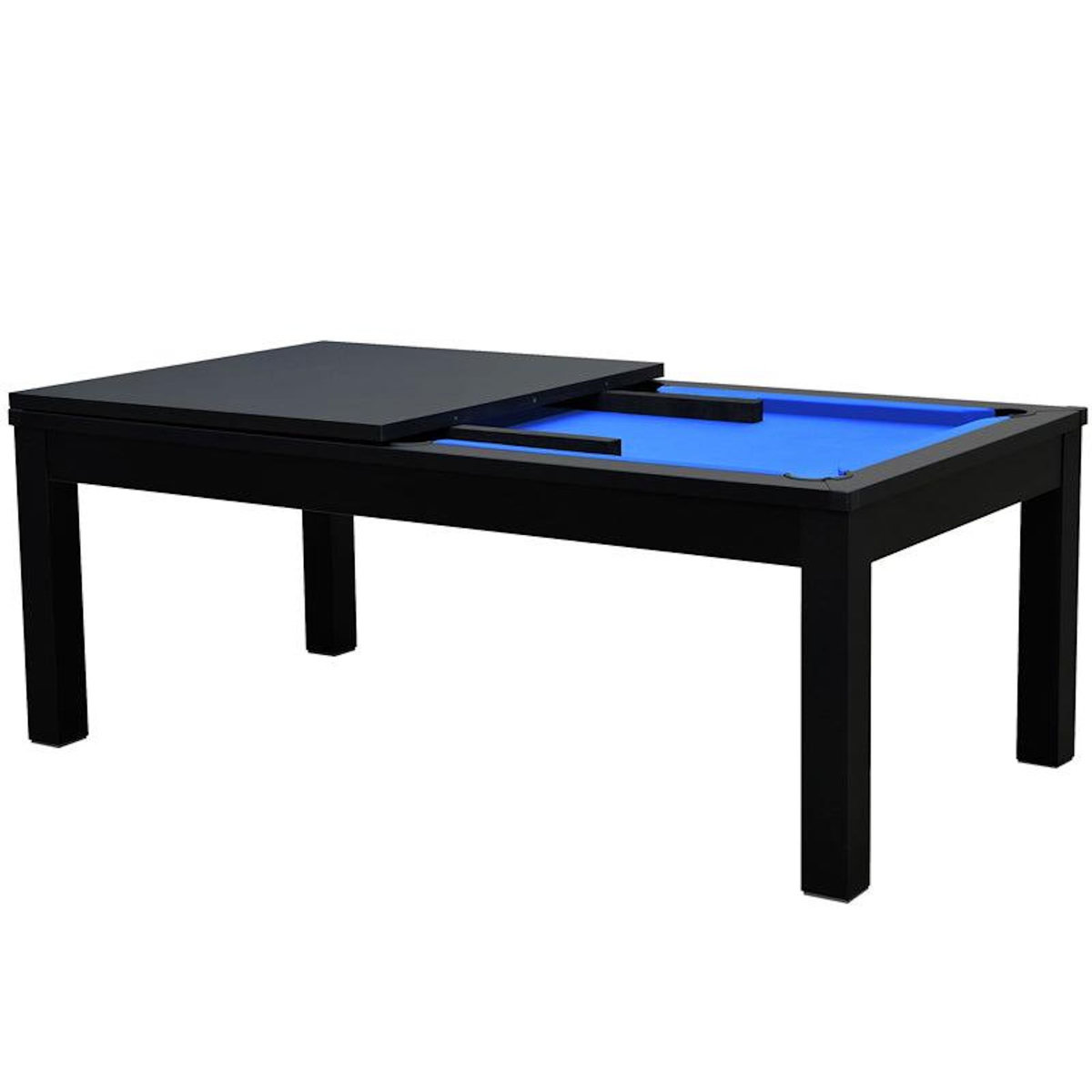 Rendez vous déco Table de billard convertible noire tapis bleu - Eddie