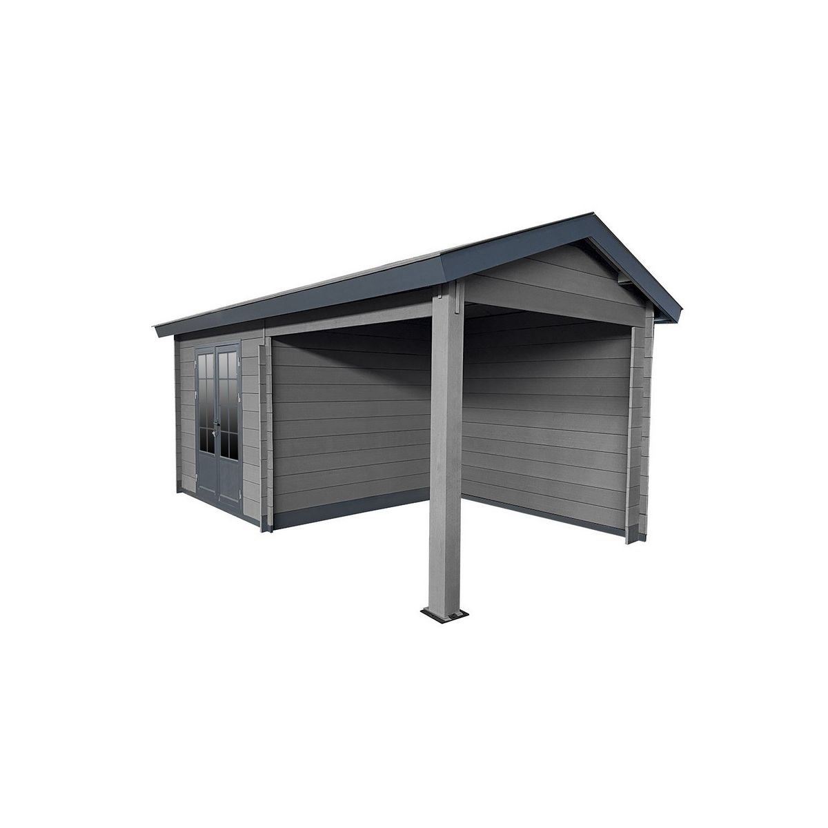 Woodlife garden Abri de jardin composite 9m2+terrasse 9m2 - gris  