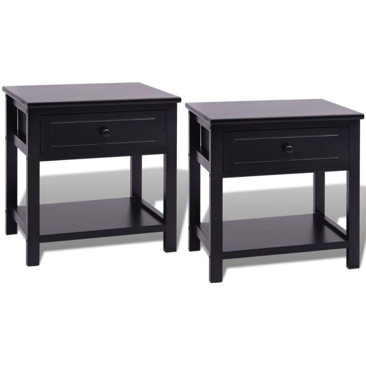 VIDAXL Table de chevet 2 pcs Bois Noir