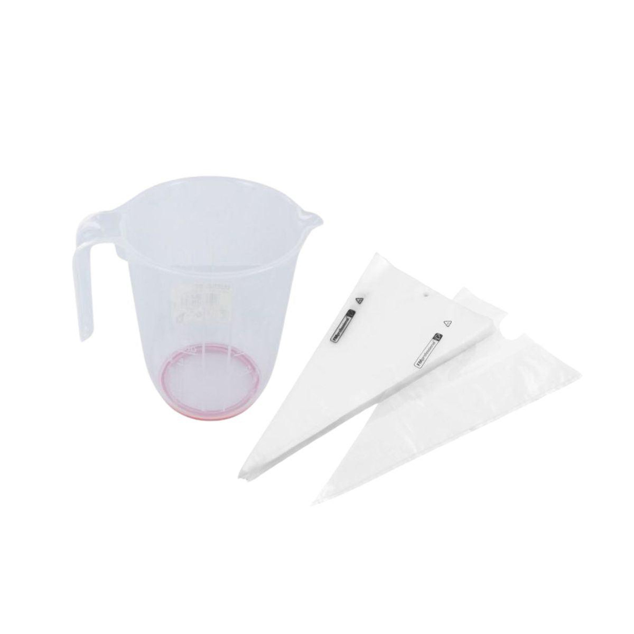 Fackelmann Set de 100 poches à douilles professionnelles jetables 50 cm et verre doseur transparent en plastique 1 litre fm professional