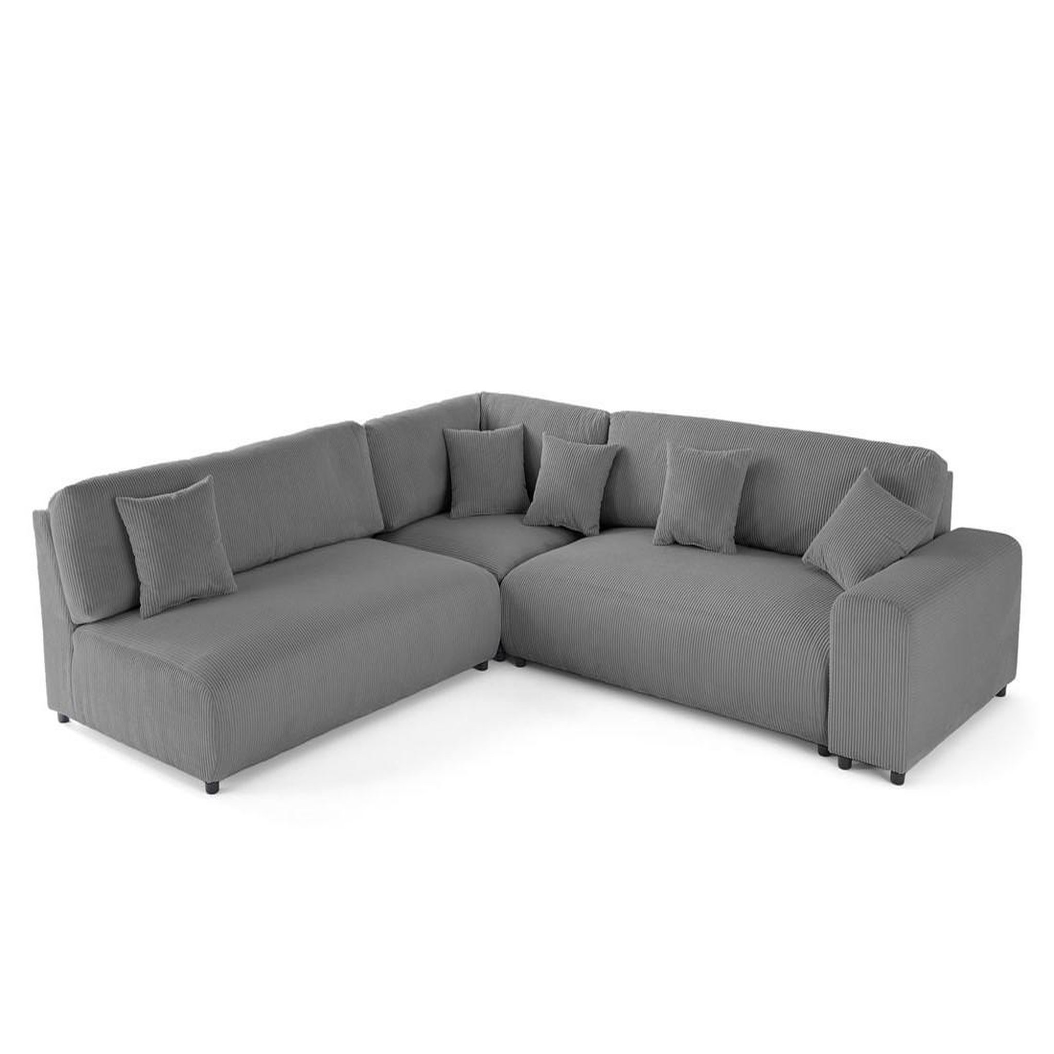 Voir la diapositive 3 : BEST MOBILIER Garance - canapé modulable d'angle gauche - 6 places - en velours côtelé
