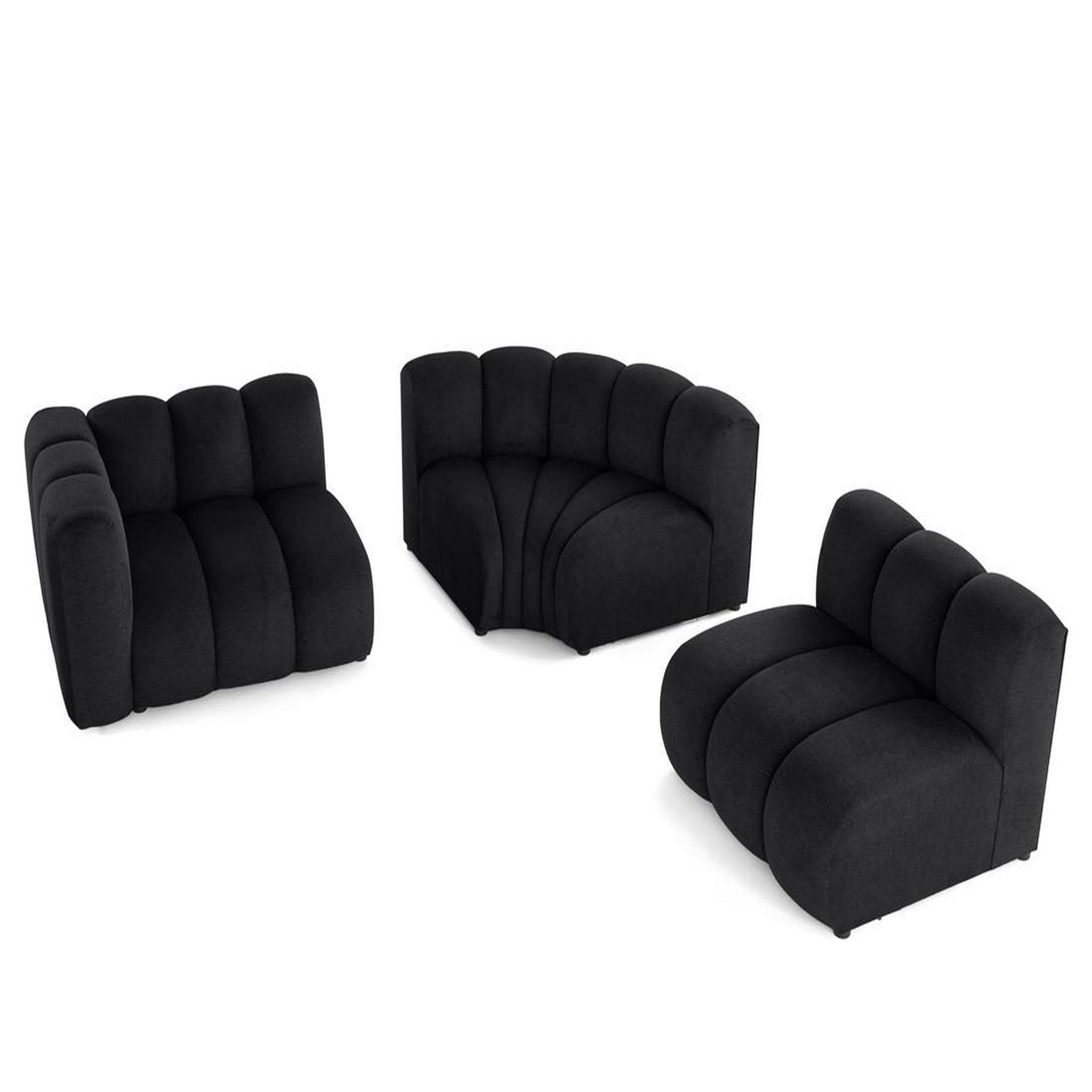 Voir la diapositive 2 : LISA DESIGN Debbie - canapé modulable d'angle droit 4 places avec accoudoir en tissu texturé