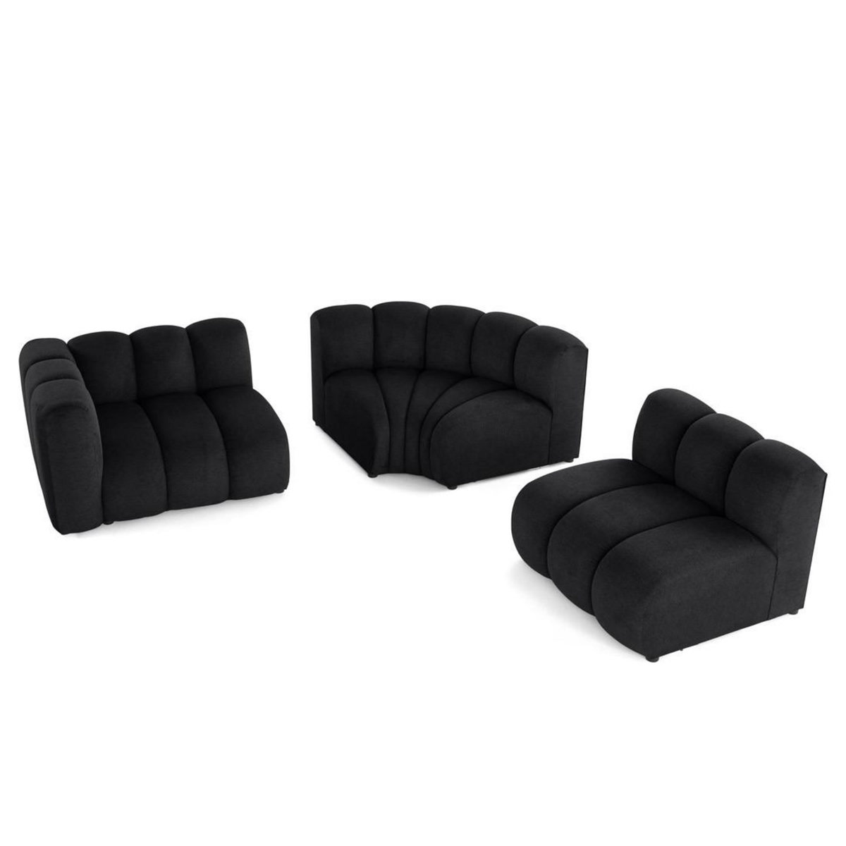 LISA DESIGN Debbie - canapé modulable d'angle droit 4 places avec accoudoir en tissu texturé