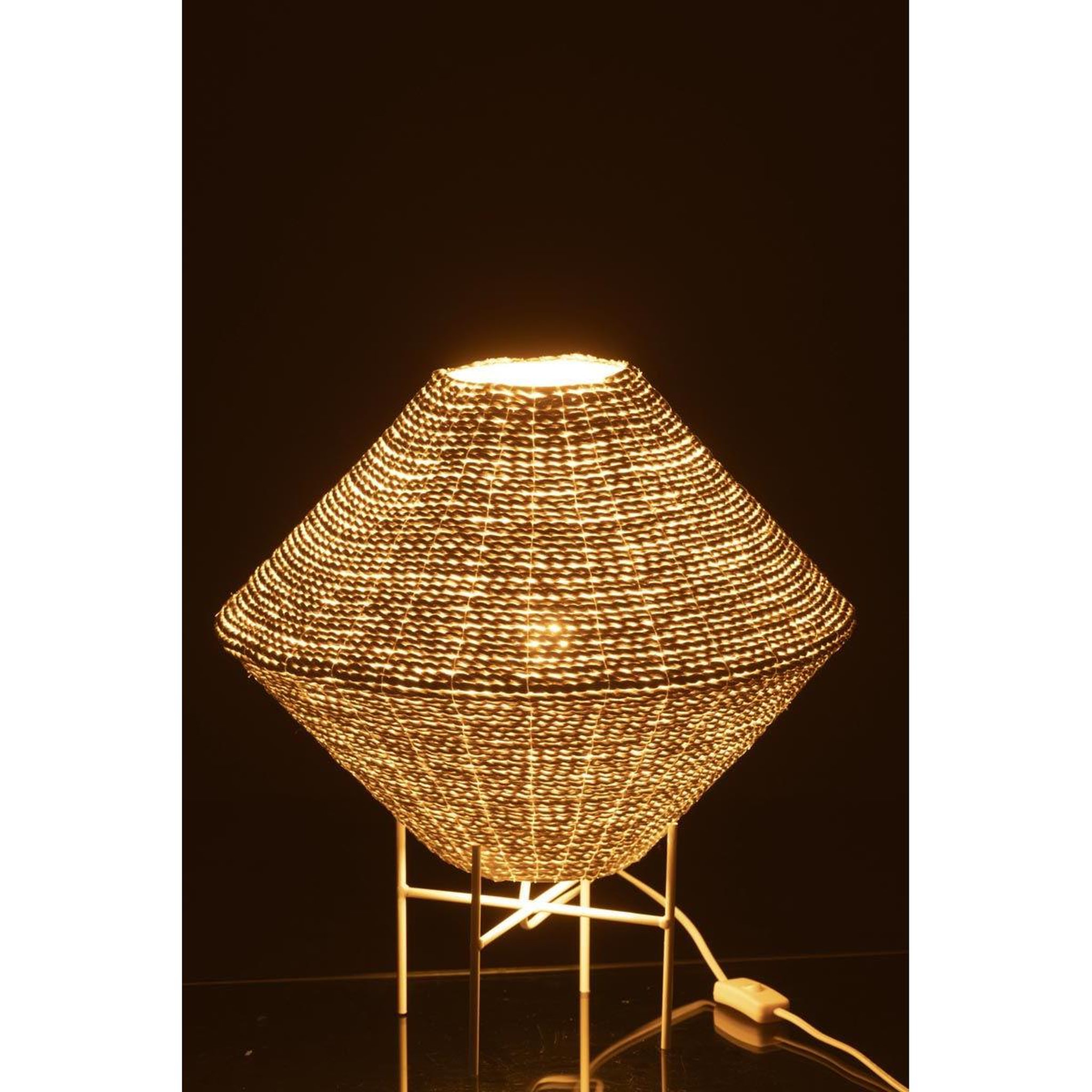 Voir la diapositive 6 : J-LINE Lampe suspension en raphia  soucoupe  40cm blanc
