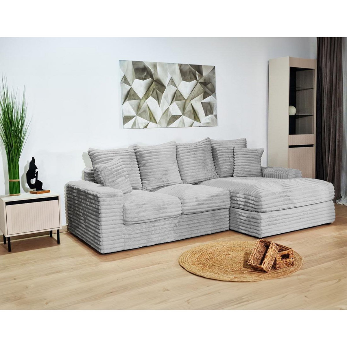 LISA DESIGN Andy - canapé d'angle droit 4 places en fausse fourrure côtelée