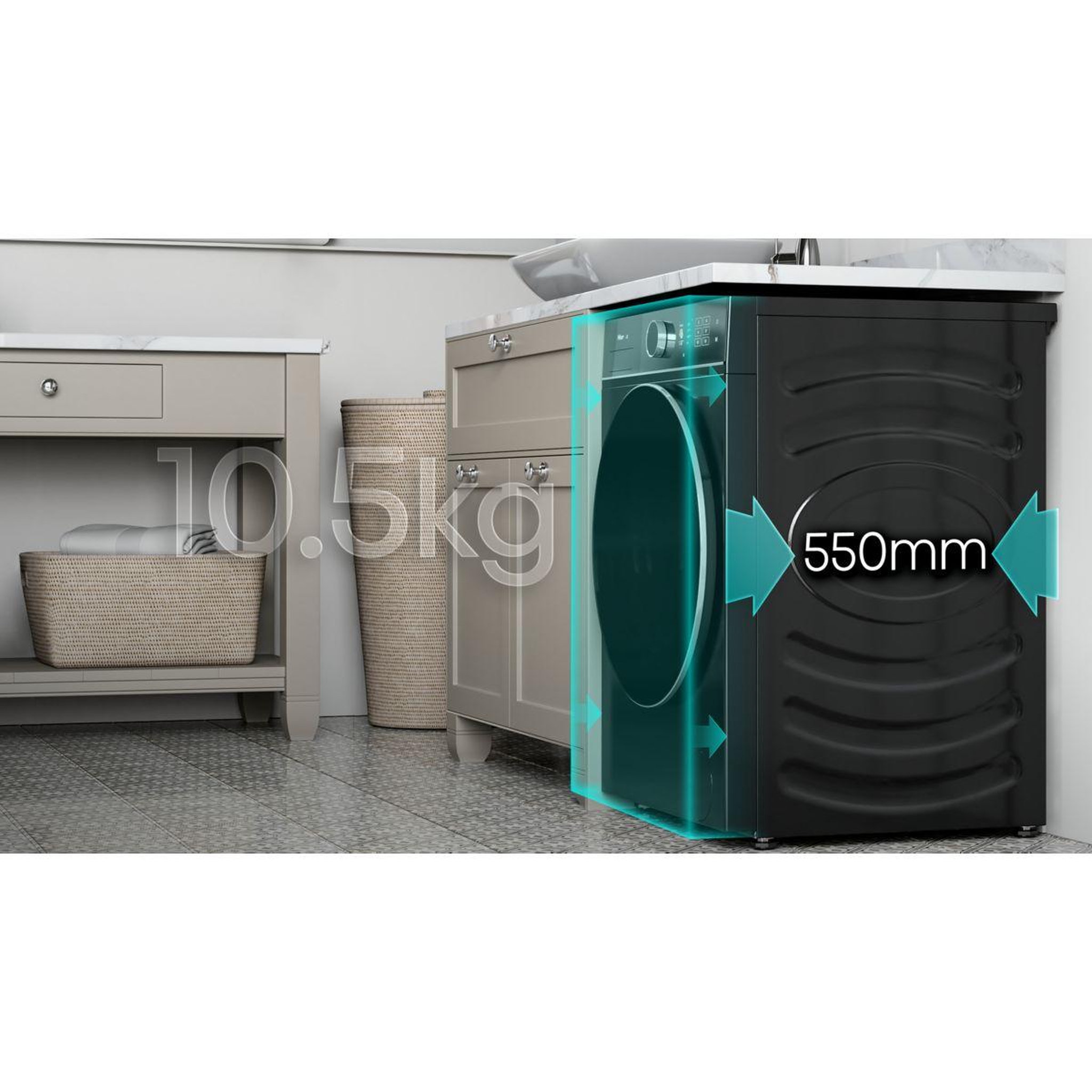 Voir la diapositive 5 : Hisense Lave linge hublot wf5i1045bbq - 10,5 kg - 1400 tr/min - classe a - moteur induction - autodosage - connecté - noir