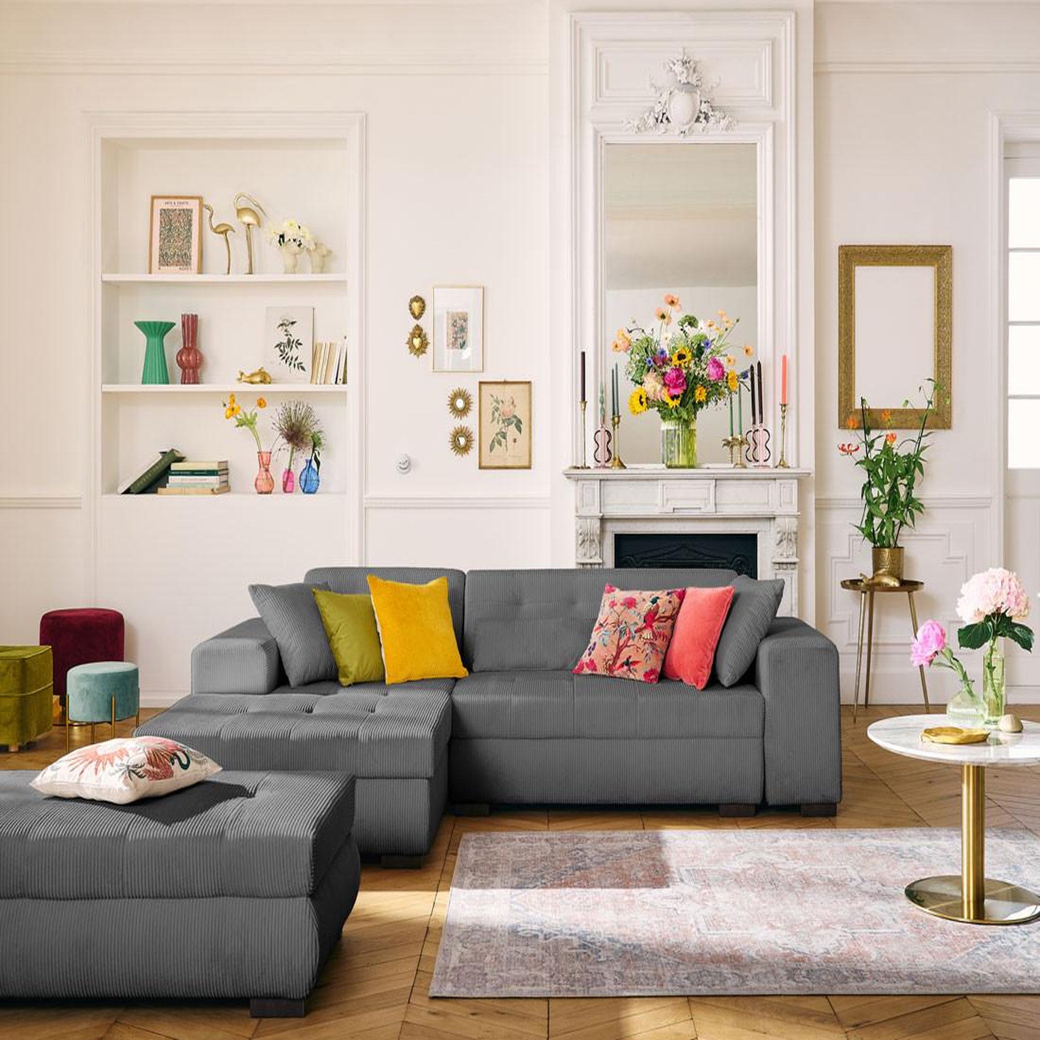 Voir la diapositive 2 : LISA DESIGN Vermont - pouf d'appoint - en velours côtelé