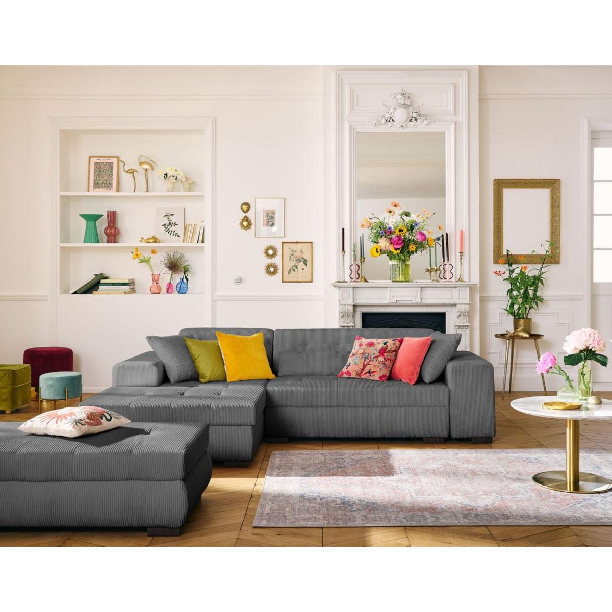 LISA DESIGN Vermont - pouf d'appoint - en velours côtelé