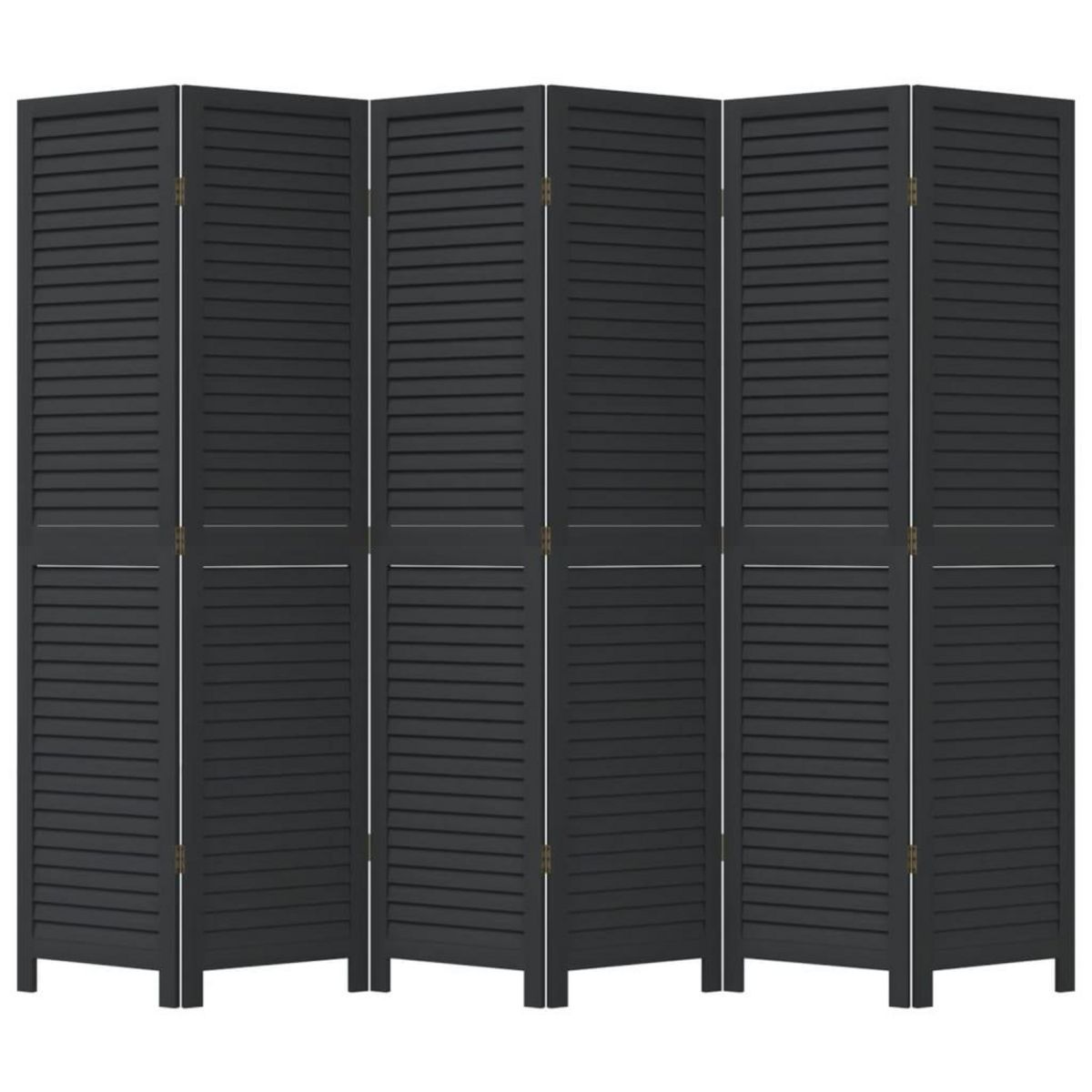 VIDAXL Cloison de separation 6 panneaux noir bois de paulownia massif