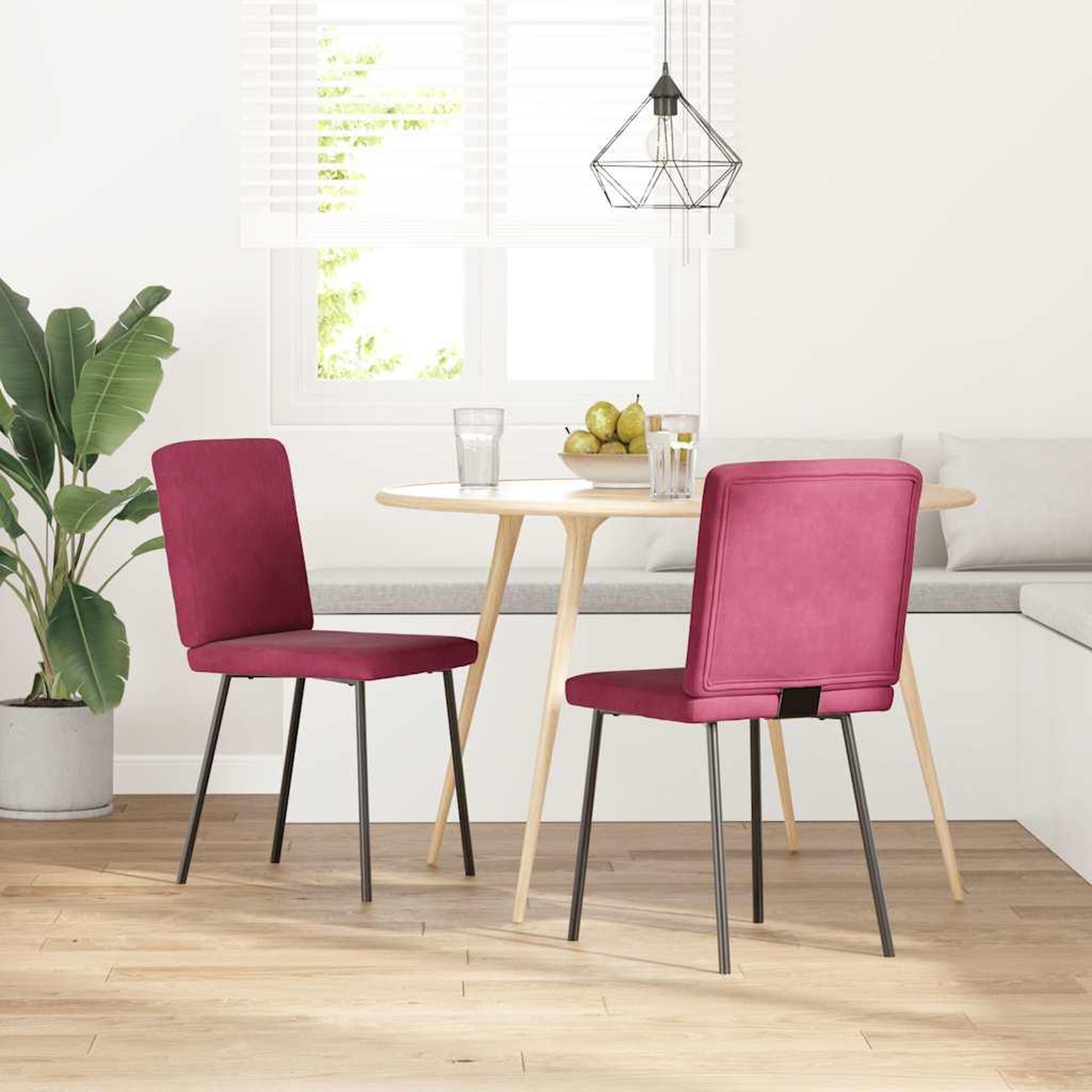 VIDAXL Chaises a manger lot de 2 Rouge bordeaux Velours