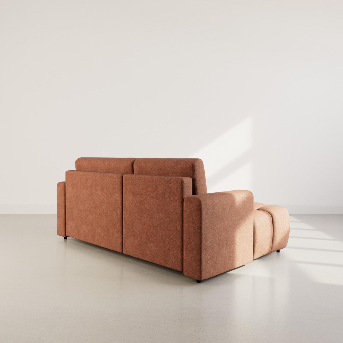 BEST MOBILIER Leonie - canapé d'angle gauche 4 places convertible avec coffre en velours texturé