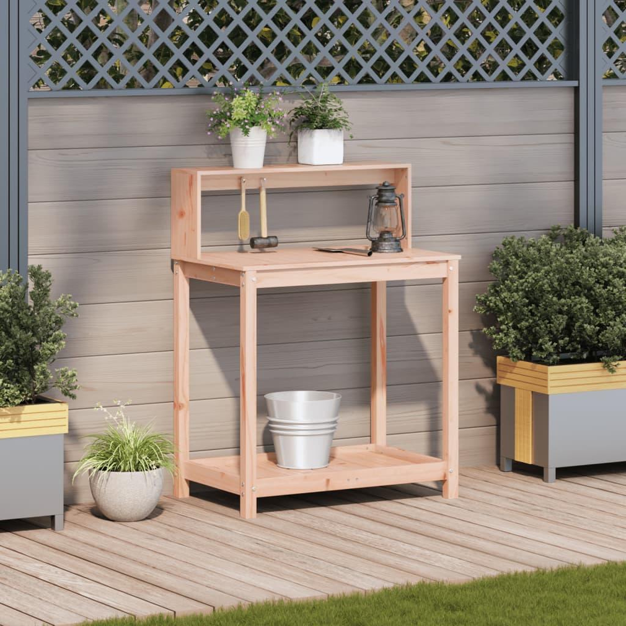 Voir la diapositive 3 : VIDAXL Table de rempotage avec etageres bois massif de douglas