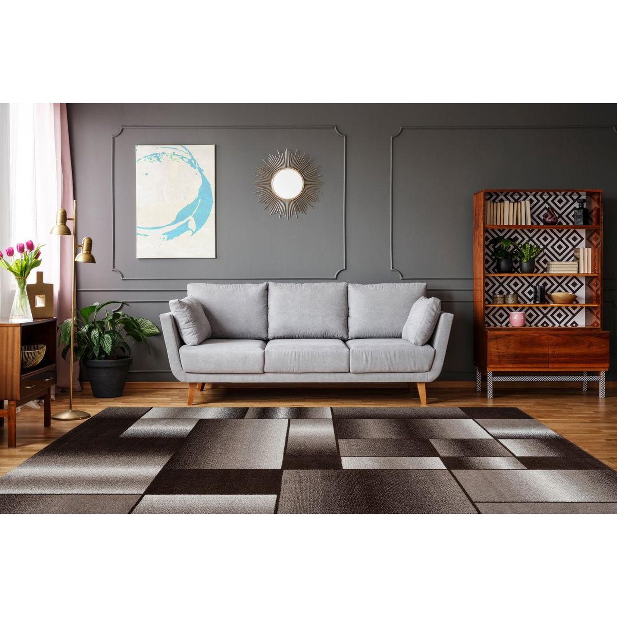 Voir la diapositive 2 : Paris Prix Tapis Tissé à Poils Courts  Broadway III  Marron & Beige