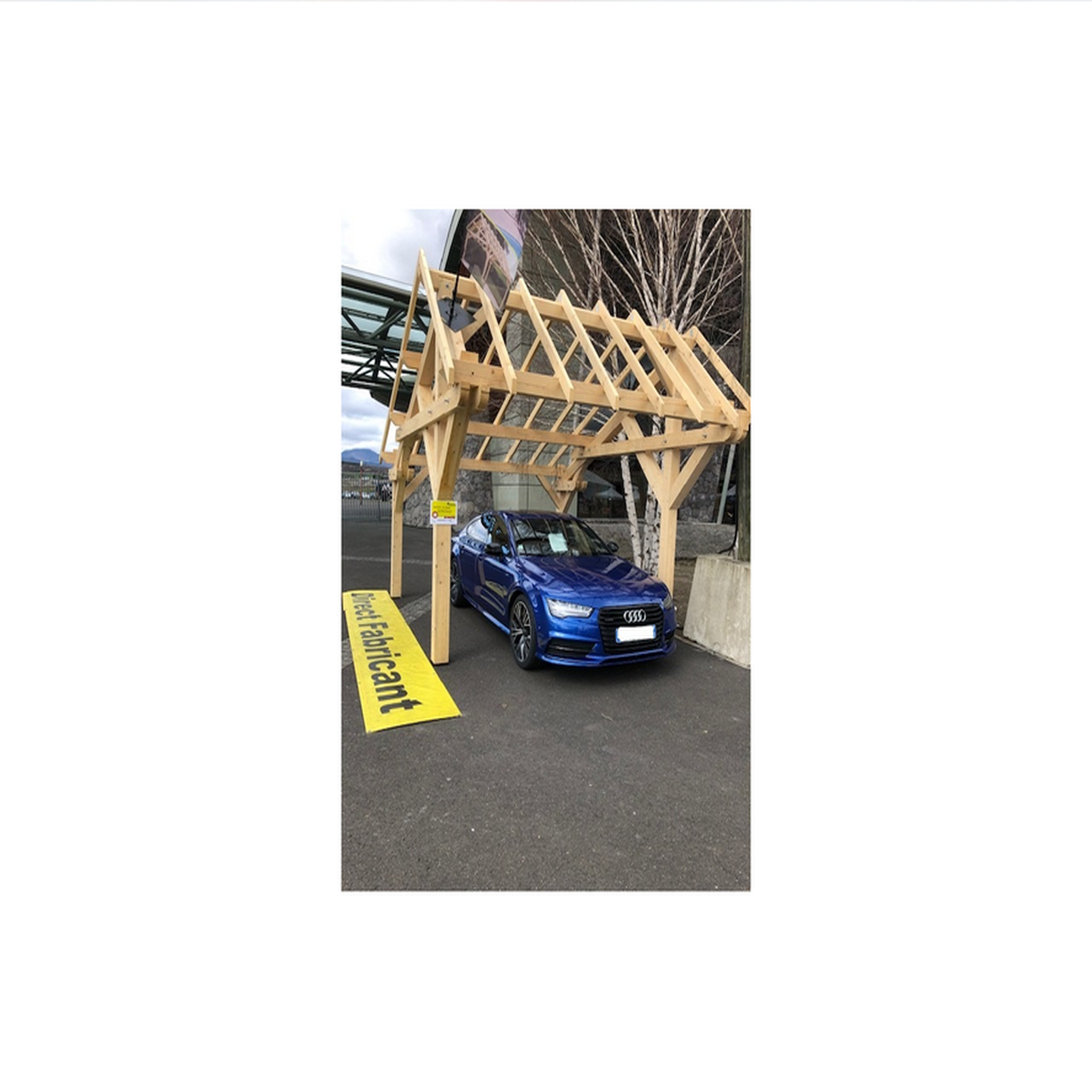 Voir la diapositive 3 : Hisense Carport double pente asymétrique 3.90 x 5.05 m avec préparation pour couverture standard - le3950st