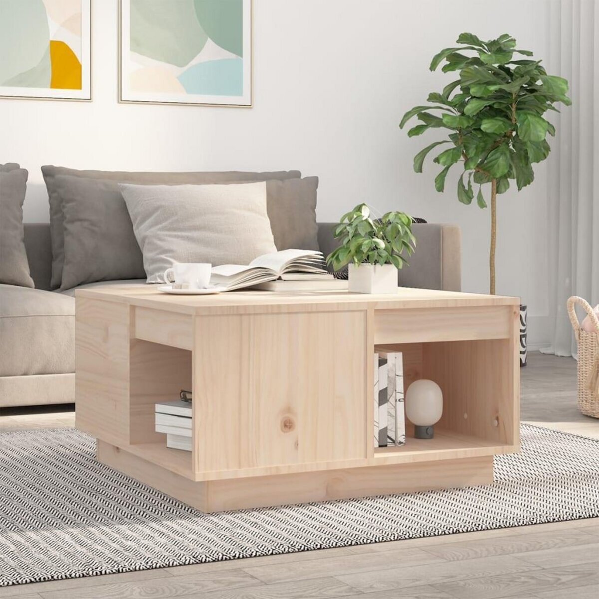 VIDAXL Table basse 60x61x32,5 cm Bois massif de pin