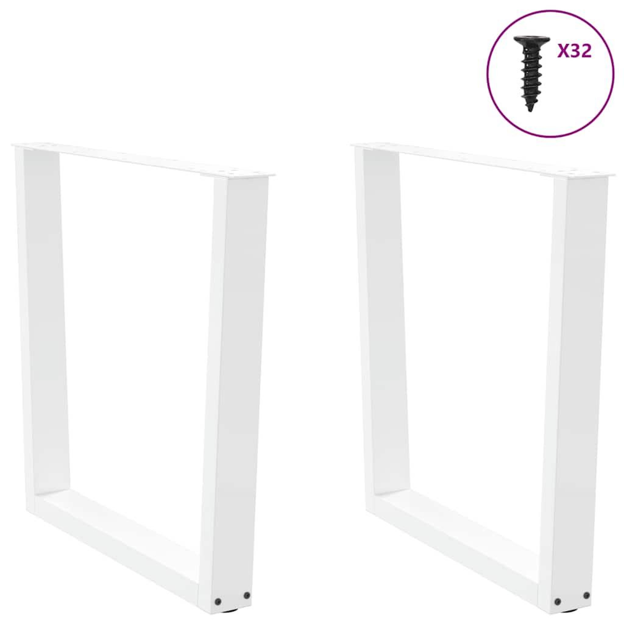 Voir la diapositive 3 : VIDAXL Pieds de table a manger forme de V 2 pcs blanc 90x(72-73,3) cm