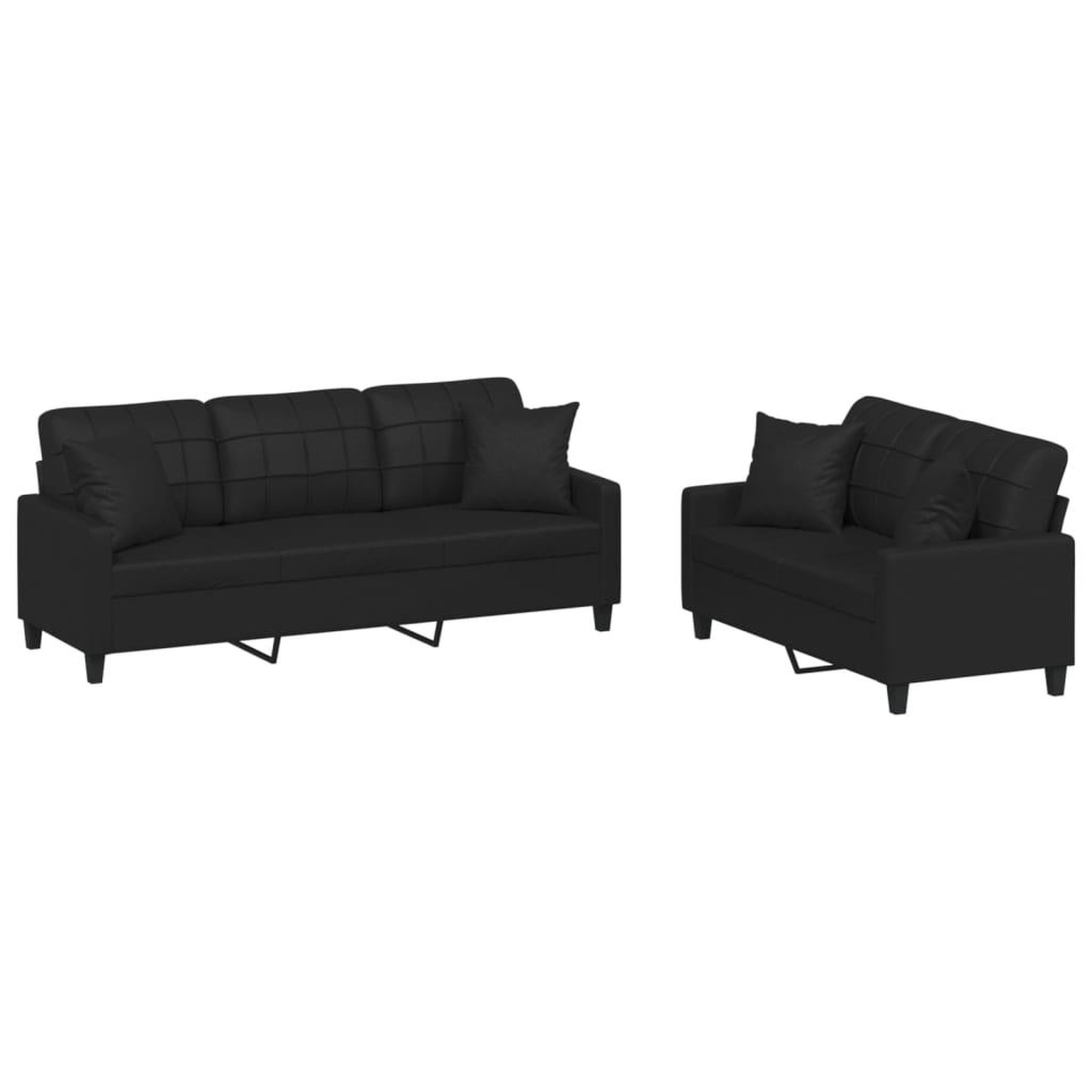 Voir la diapositive 2 : VIDAXL Ensemble de canapes 2 pcs avec coussins noir similicuir