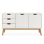 Voir la diapositive 3 : VS VENTA-STOCK Buffet Baku 3 tiroir y 2 porte blanc, pin massif, longueur 140 cm
