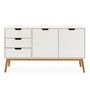 Voir la diapositive 3 : VS VENTA-STOCK Buffet Baku 3 tiroir y 2 porte blanc, pin massif, longueur 140 cm