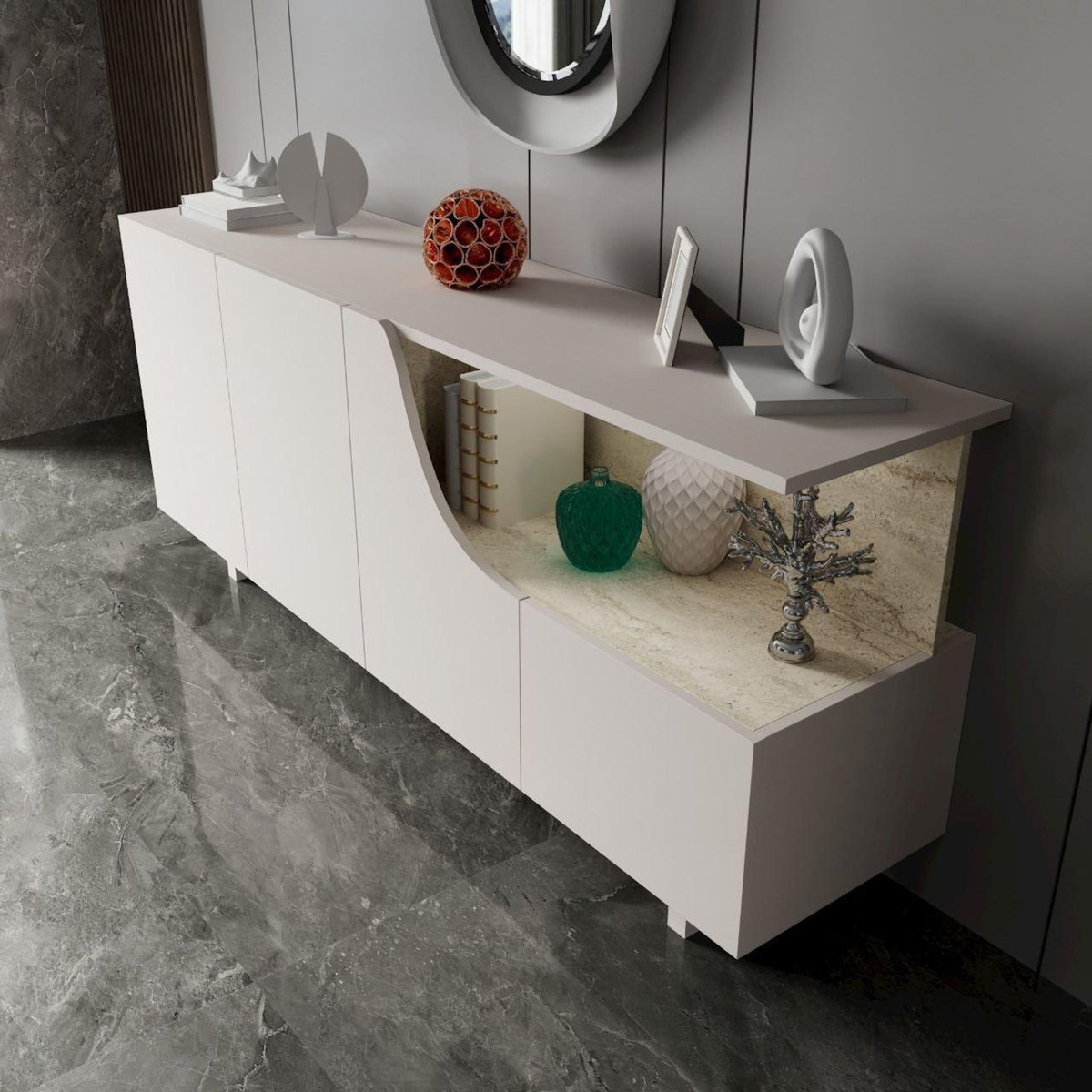 Habitat et Jardin Buffet en bois  Line  - 180 x 40 x 81 cm - Beige