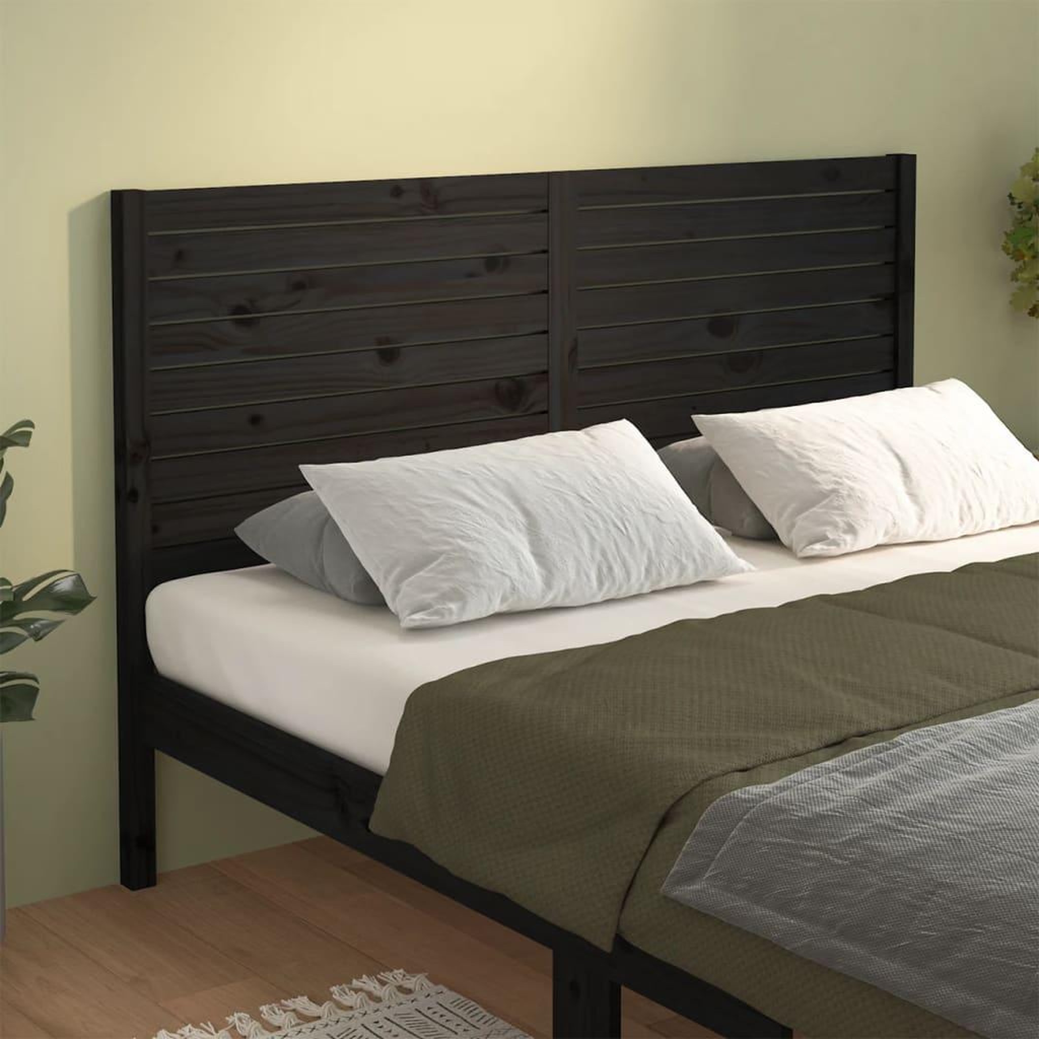 Voir la diapositive 1 : VIDAXL Tete de lit Noir 186x4x100 cm Bois massif de pin