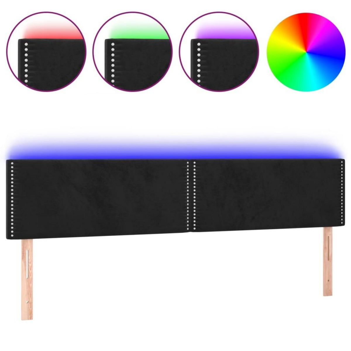 VIDAXL Tete de lit a LED Noir 180x5x78/88 cm Velours