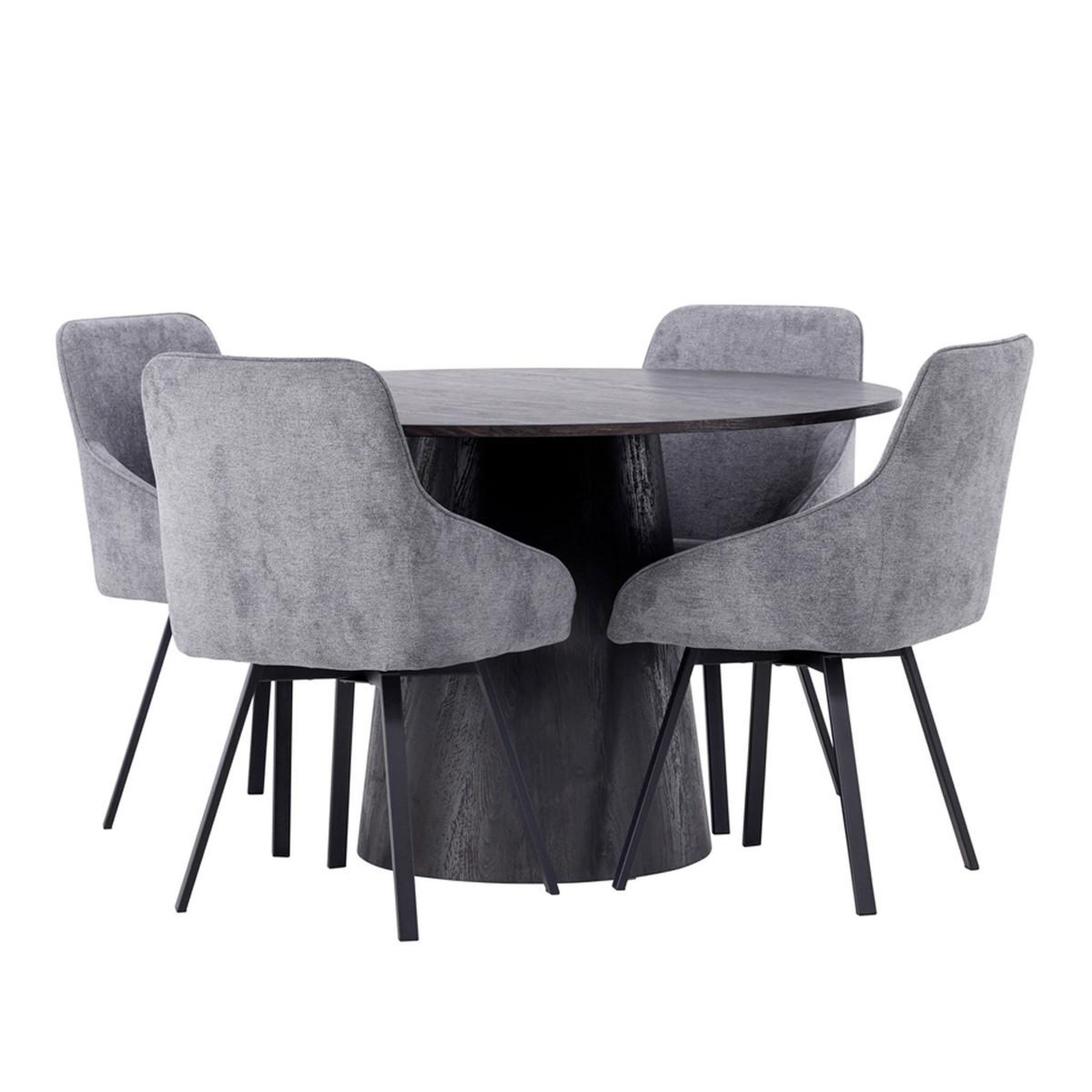 Paris Prix Ensemble table à manger & 4 chaises  lanzo & rosie  120cm gris & moka