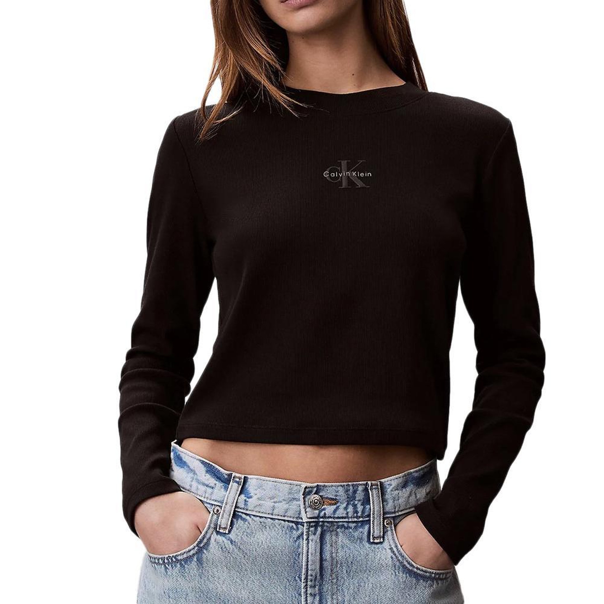 Voir la diapositive 1 : CALVIN KLEIN JEANS T-Shirt Manches Longues Noir Femme Calvin Klein Jeans Baby