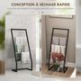 Voir la diapositive 5 : HOMCOM Porte-serviettes sur pieds en bambou et acier avec 4 barres support 40,5L x 28l x 98H cm - noir et naturel