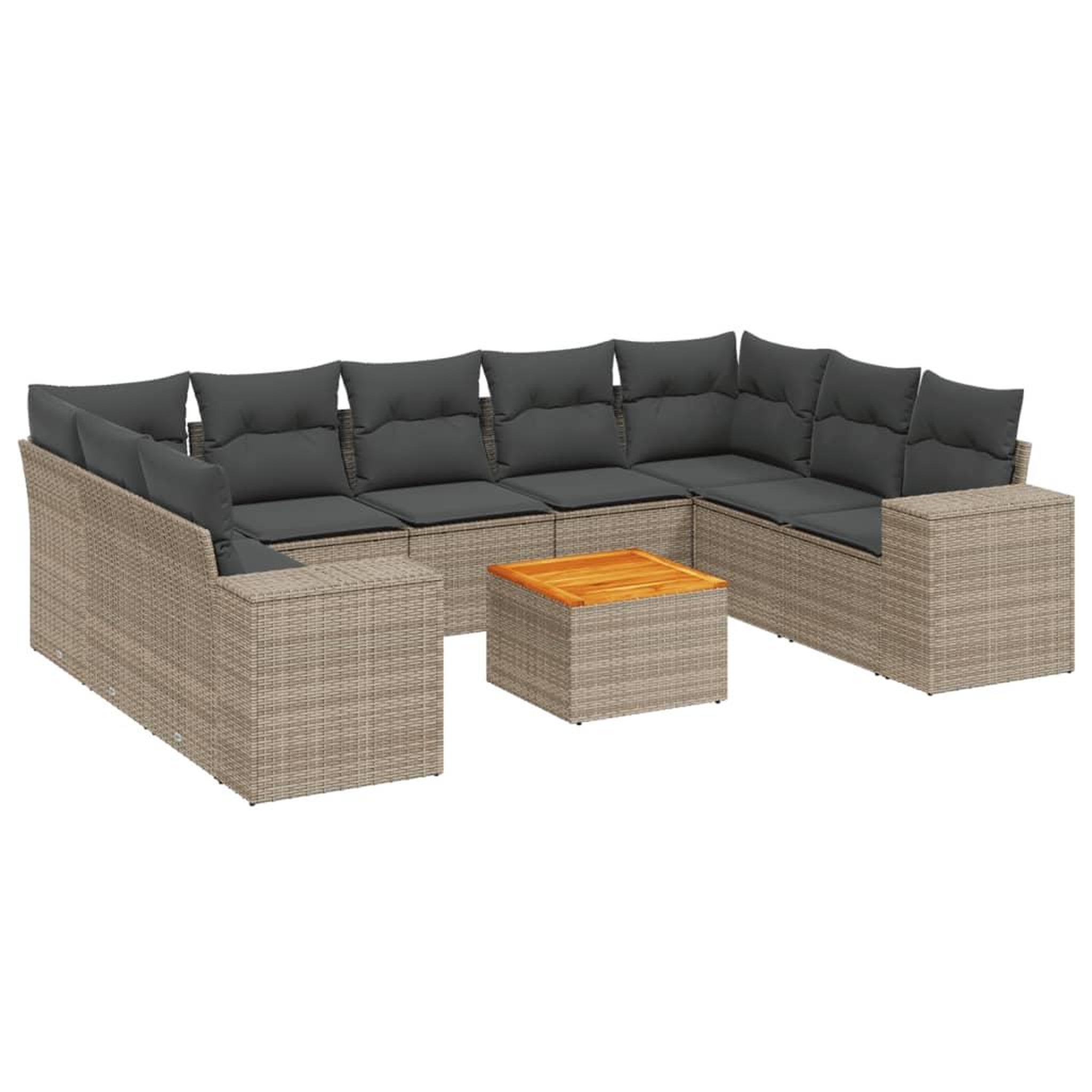 Voir la diapositive 2 : VIDAXL Salon de jardin avec coussins 10 pcs gris resine tressee