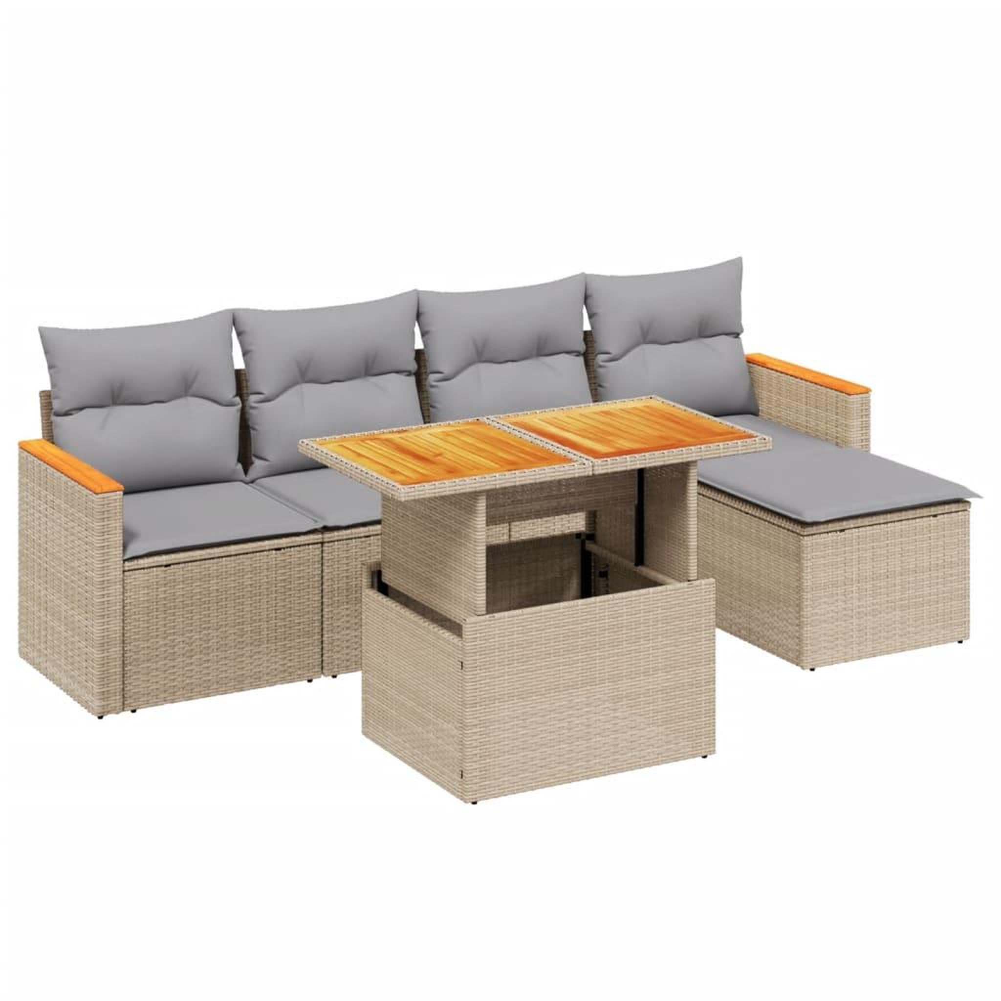 Voir la diapositive 2 : VIDAXL Salon de jardin avec coussins 6 pcs beige resine tressee