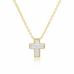 L'ATELIER D'AZUR Collier Argent 925/000 Doré - Croix Pavée de Zirconiums