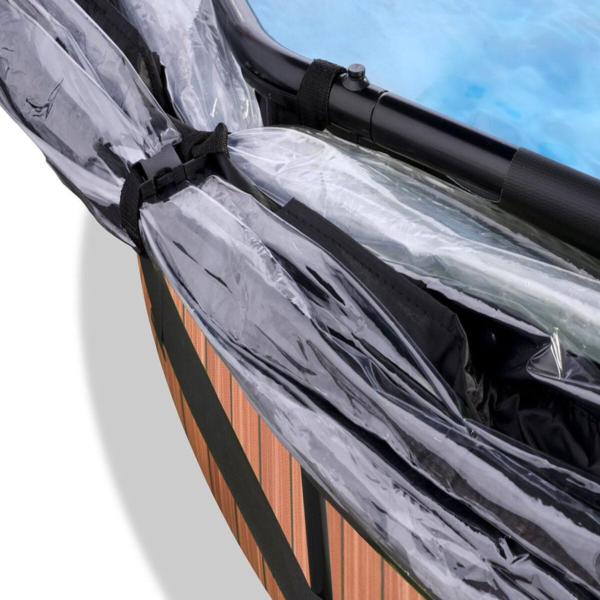 EXIT TOYS Piscine tubulaire Wood ronde 2,44 x 0,76 m avec dôme - Exit Toys