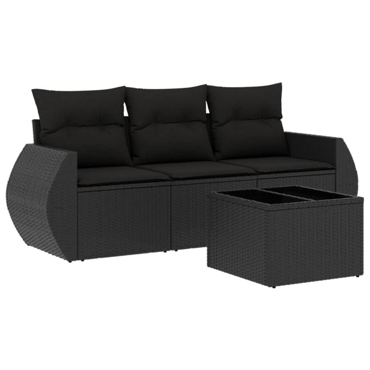 VIDAXL Salon de jardin 4 pcs avec coussins noir resine tressee