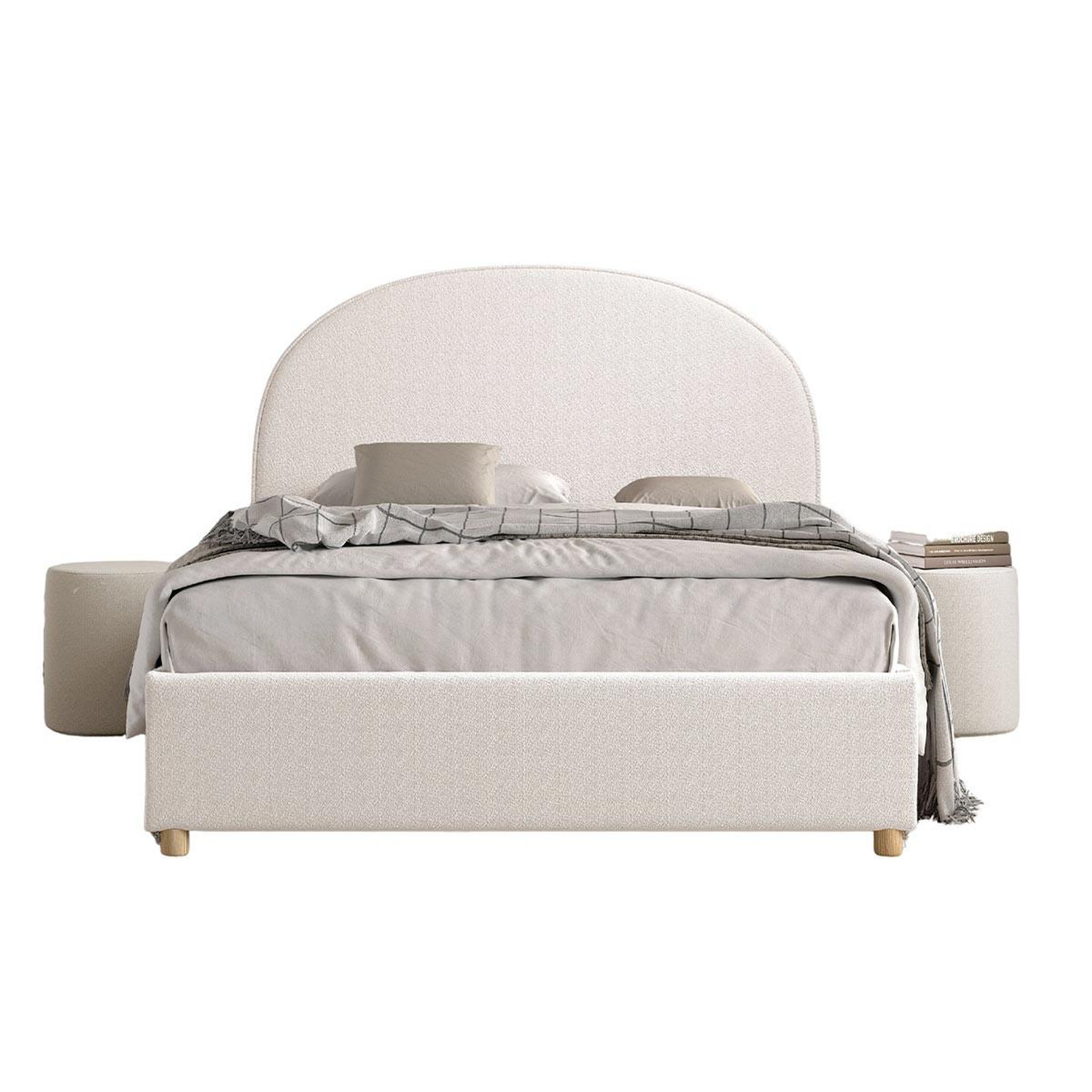 Paris Prix Pack - lit coffre adulte & 2 poufs  moon  140x200cm blanc