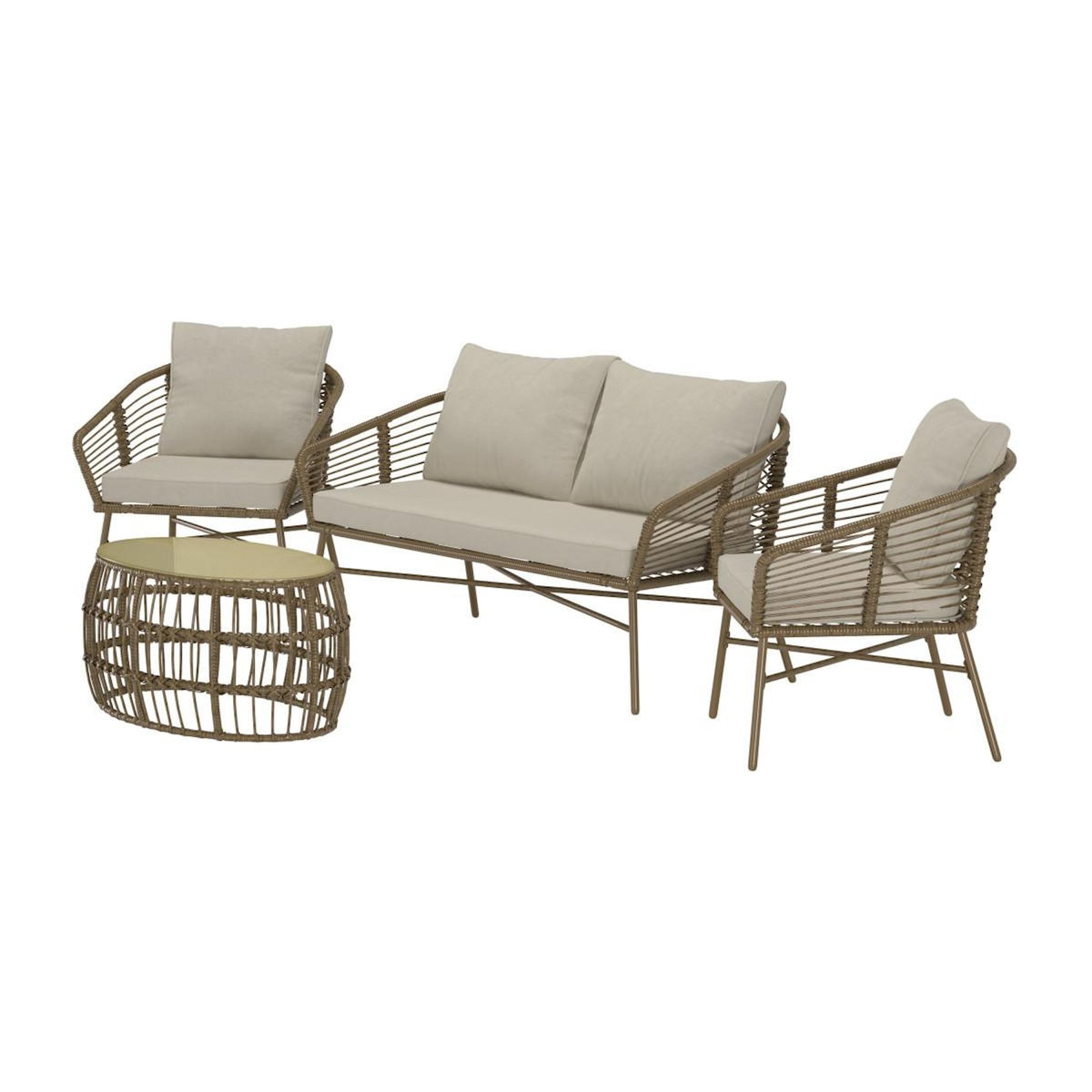 Paris Prix Salon de Jardin 4 Places  Lipari  160cm Marron