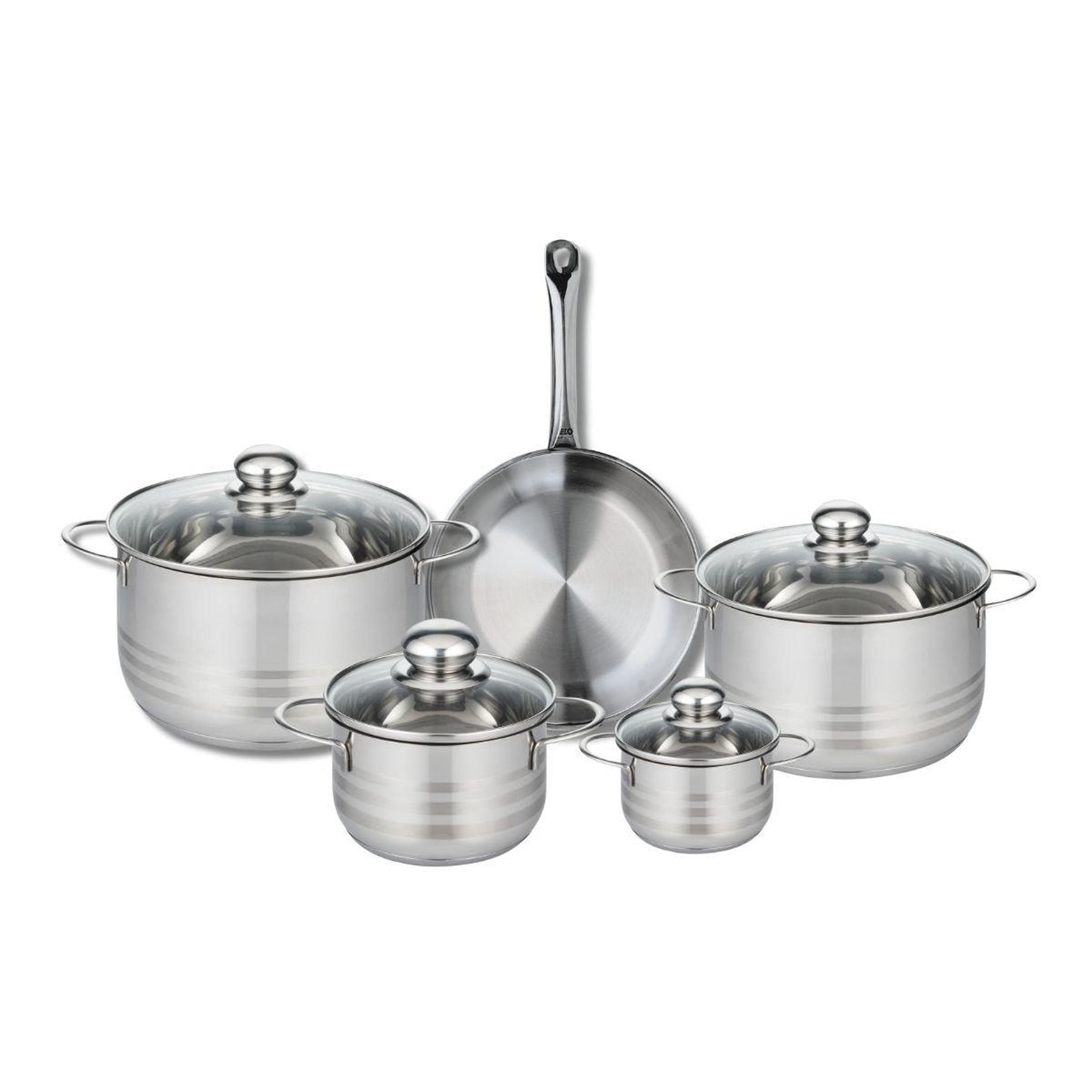 ELO Ensemble de 1 poêle de cuisson 24 cm et 4 faitouts 12, 16, 20 et 24 cm elo profi brillant