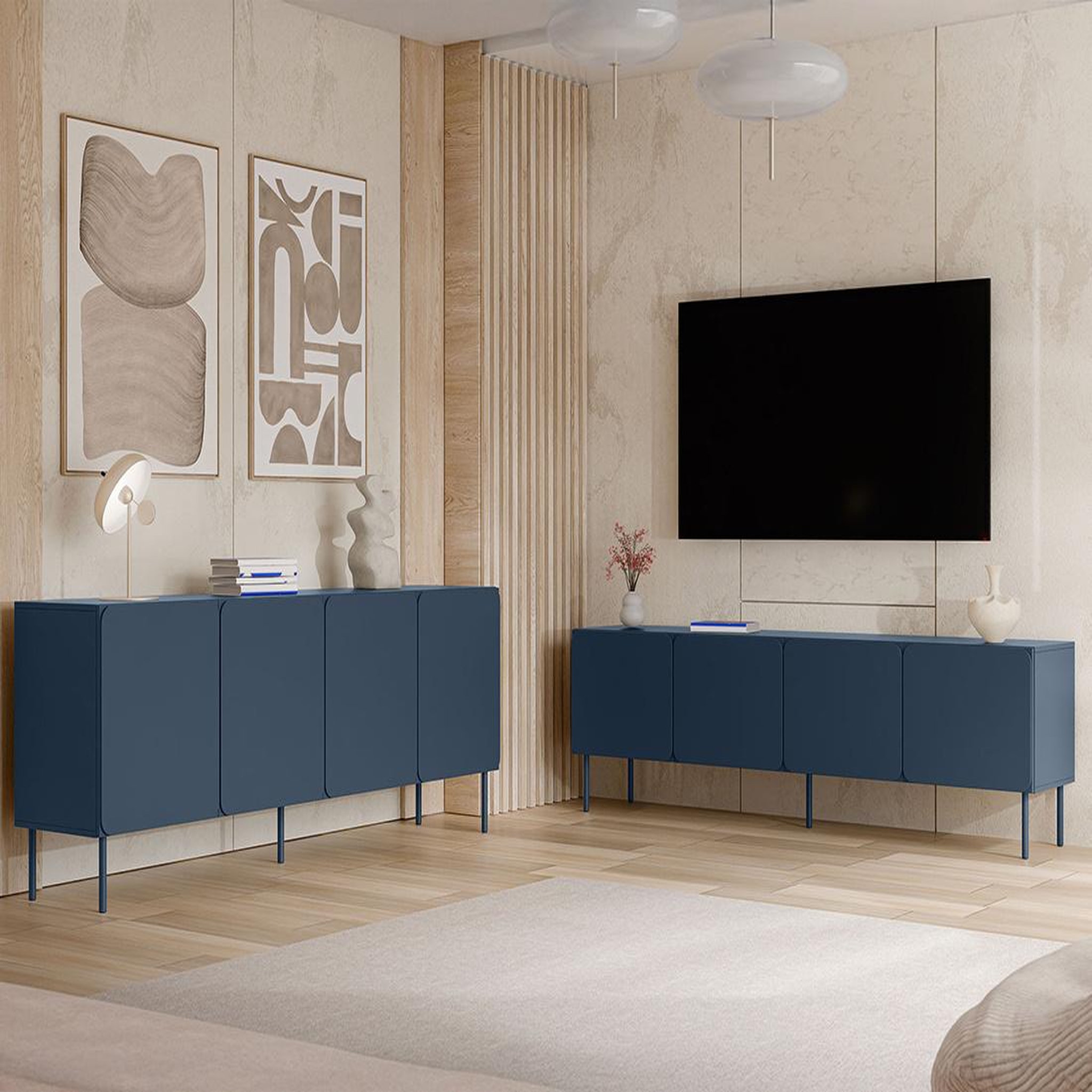 Voir la diapositive 5 : BEST MOBILIER Elvis - buffet bas 200 cm - 4 portes