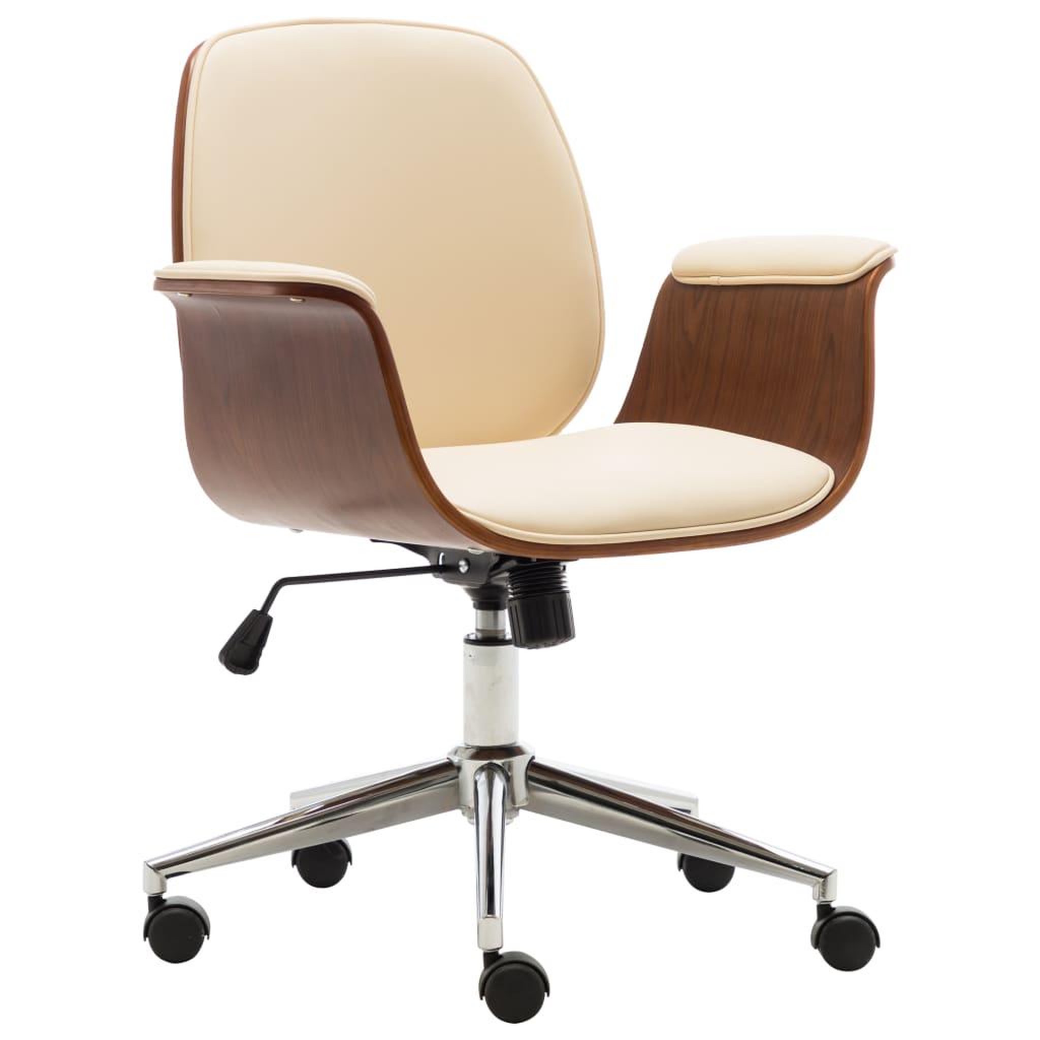 VIDAXL Chaise de bureau Creme Bois courbe et similicuir