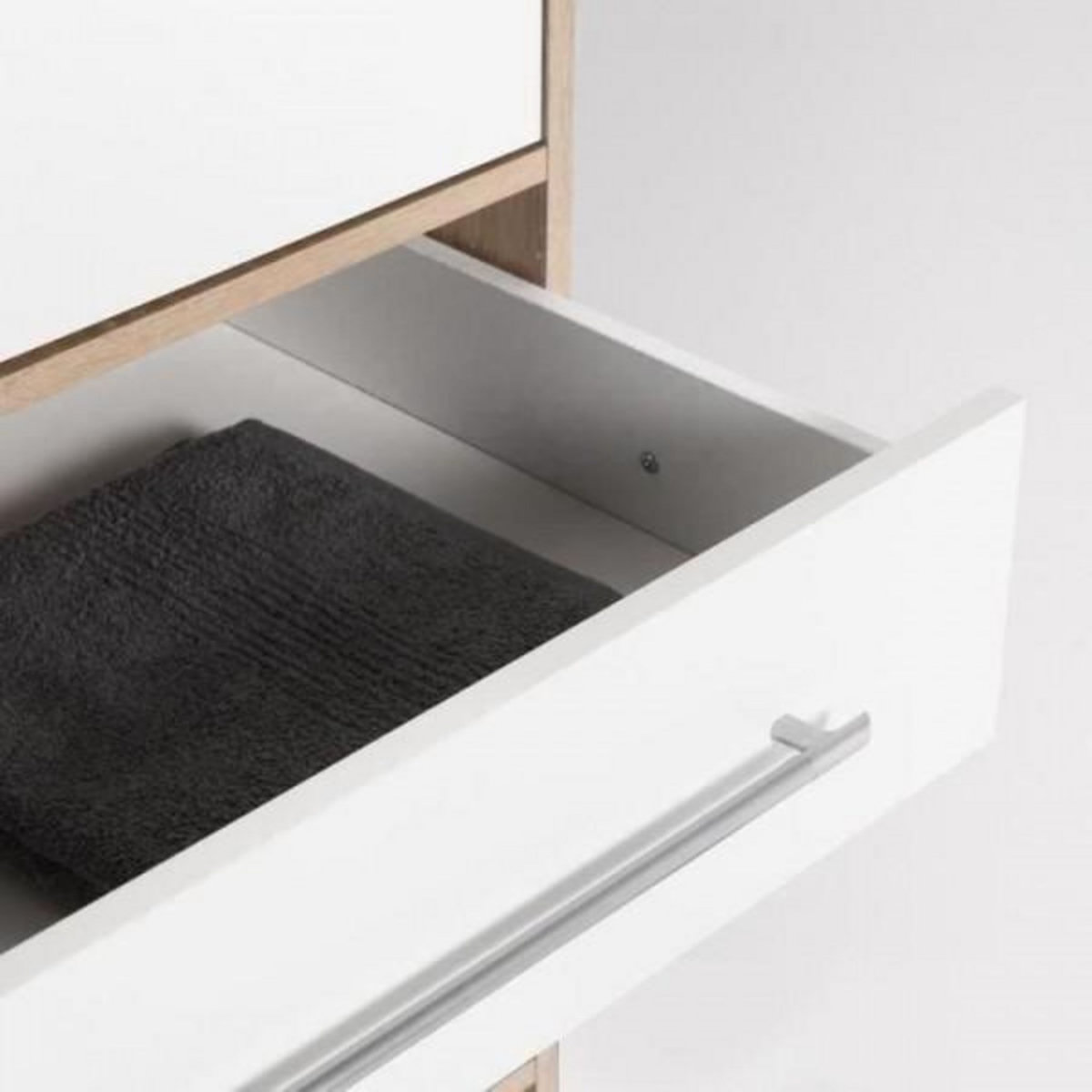 MARKET24 Armoire 4 portes battantes + 6 tiroirs - Chene et blanc - L 206 x P 60 x H 200 cm - JUPITER