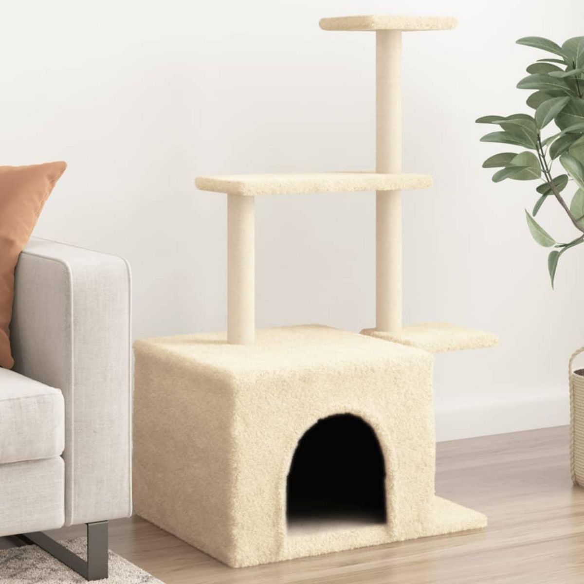 VIDAXL Arbre a chat avec griffoirs en sisal creme 110 cm