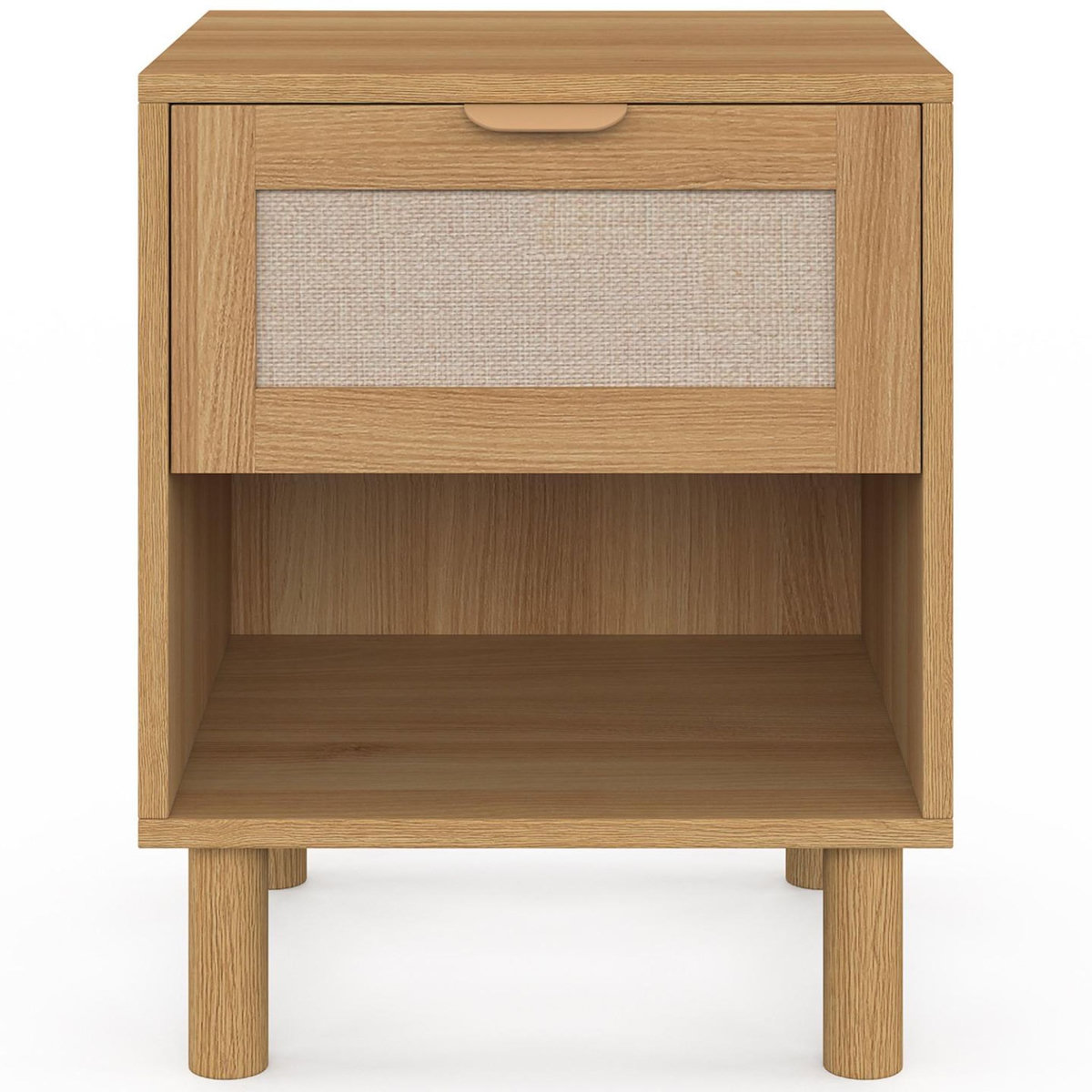 ID MARKET Lot de 2 tables de chevet ROBIN 1 tiroir avec niche bois et effet lin