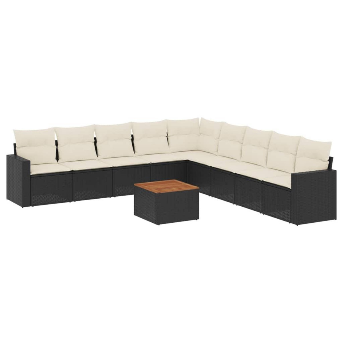 VIDAXL Salon de jardin 10 pcs avec coussins noir resine tressee