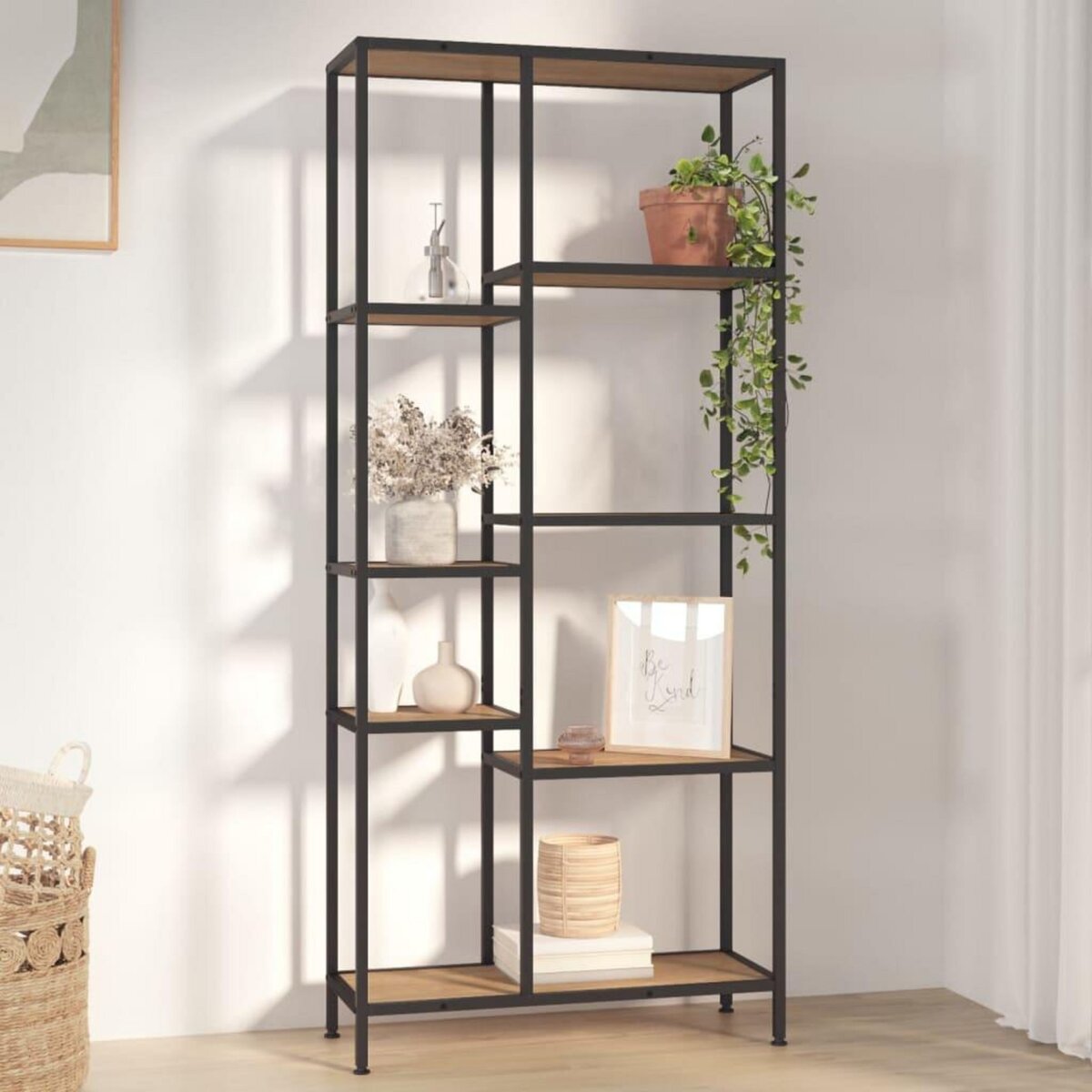VIDAXL Etagere a livres 80x30x180 cm Acier et bois d'ingenierie